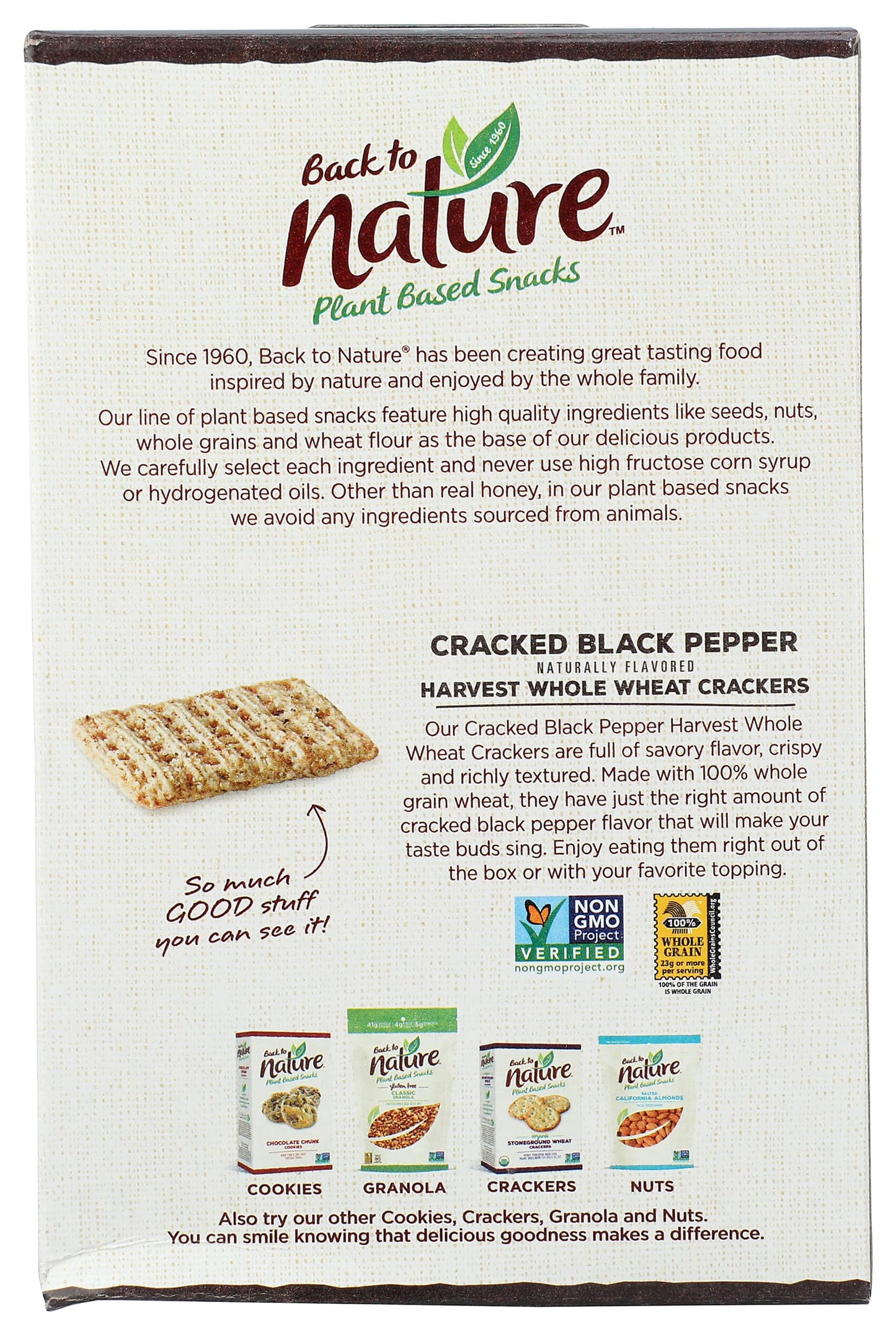 Back to Nature Cracked Black Pepper Whole Wheat Crackers - Dairy Free, Non-GMO, Made with Whole Grain Wheat & Sea Salt, Delicious & Quality Snacks