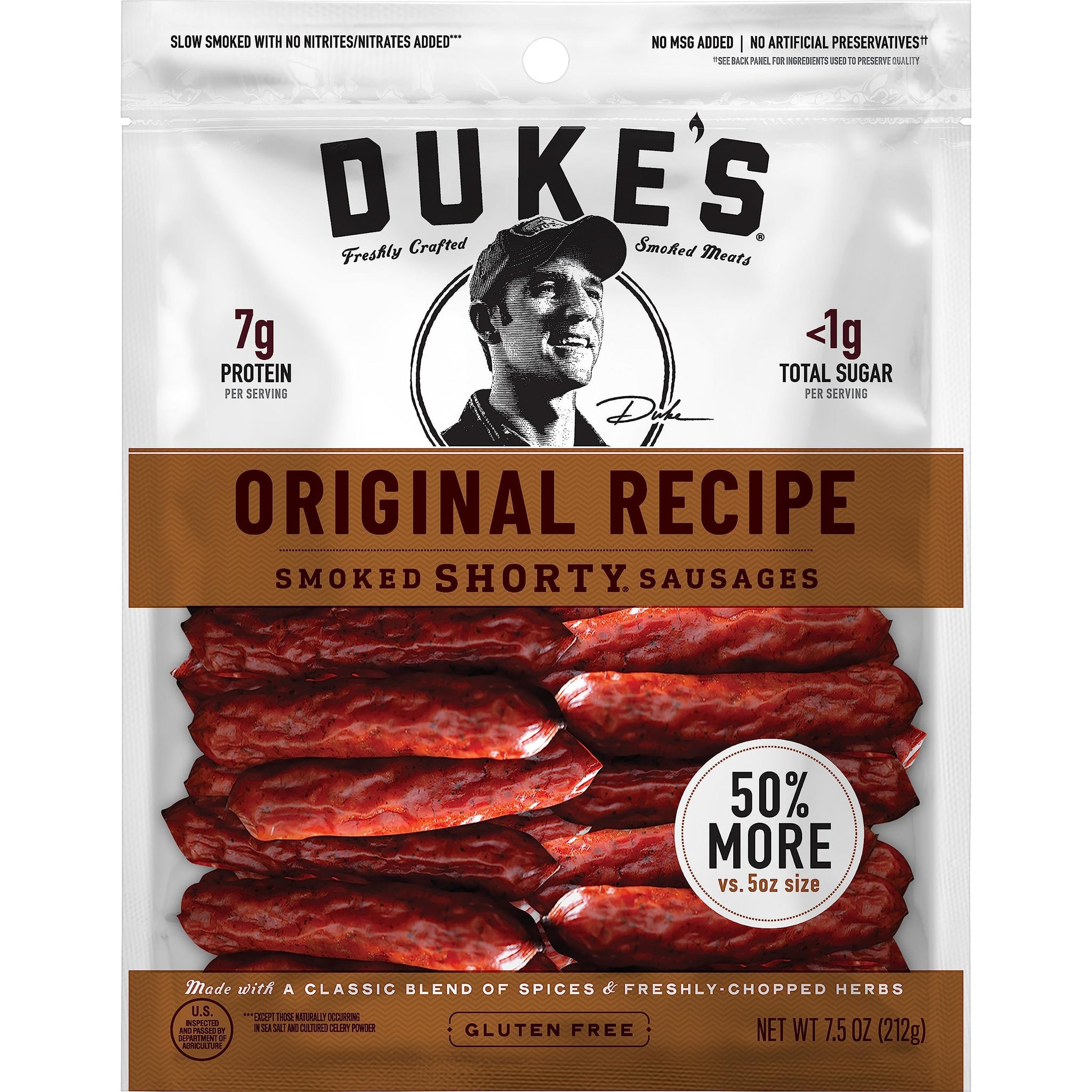 Duke's Pork Original Smoked Shorty Sausages, 7g Protein Per Serving, 7.5 oz.