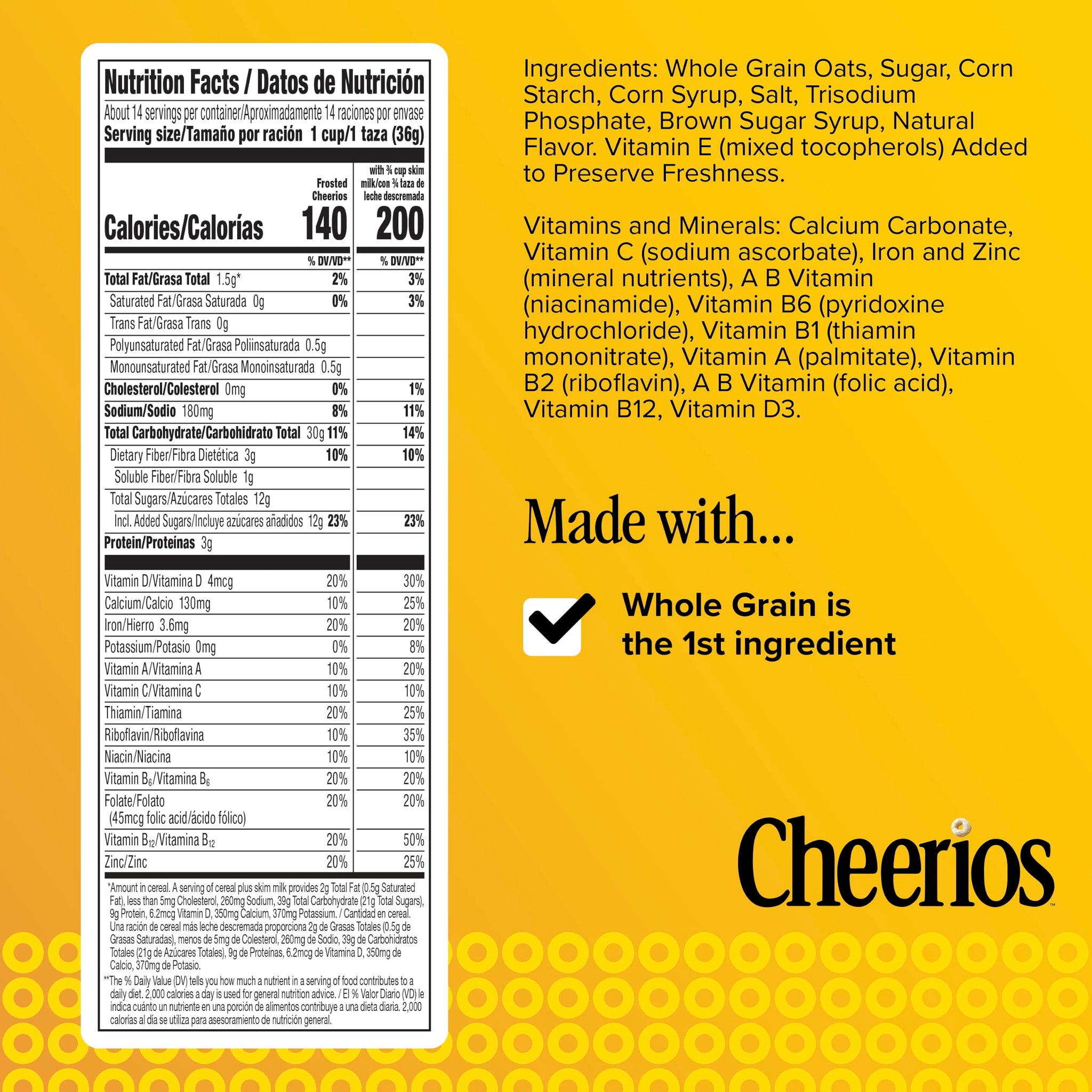 Frosted Cheerios, Heart Healthy Cereal, Family Size, 18.4 oz