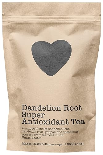 Dandelion Root Super Antioxidant Tea, 15-20 Servings, Eco-Conscious Zip Pouch, Contains Caffeine, Pure Loose Leaf Tea Grown in America, 1.33 Ounce