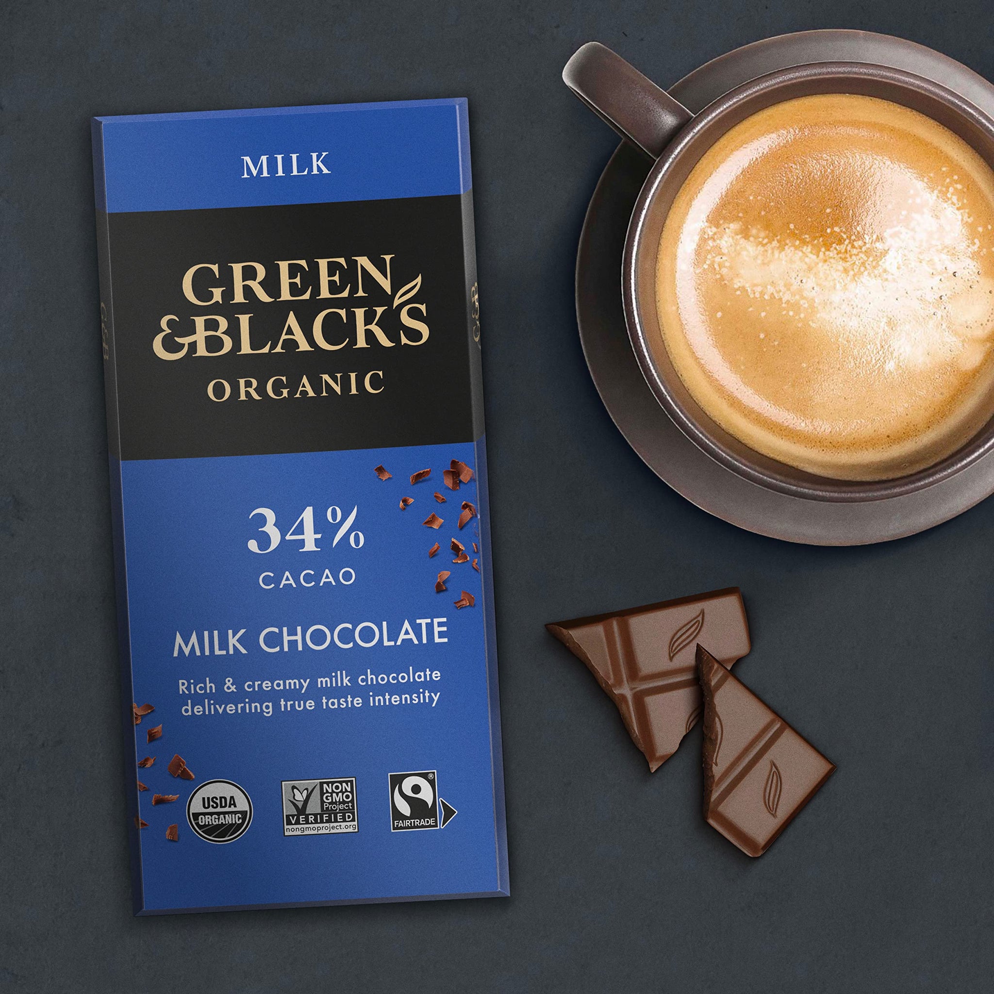 Green & Black's Organic Milk Chocolate Bar, 34% Cacao, 10 - 3.17 oz Bars