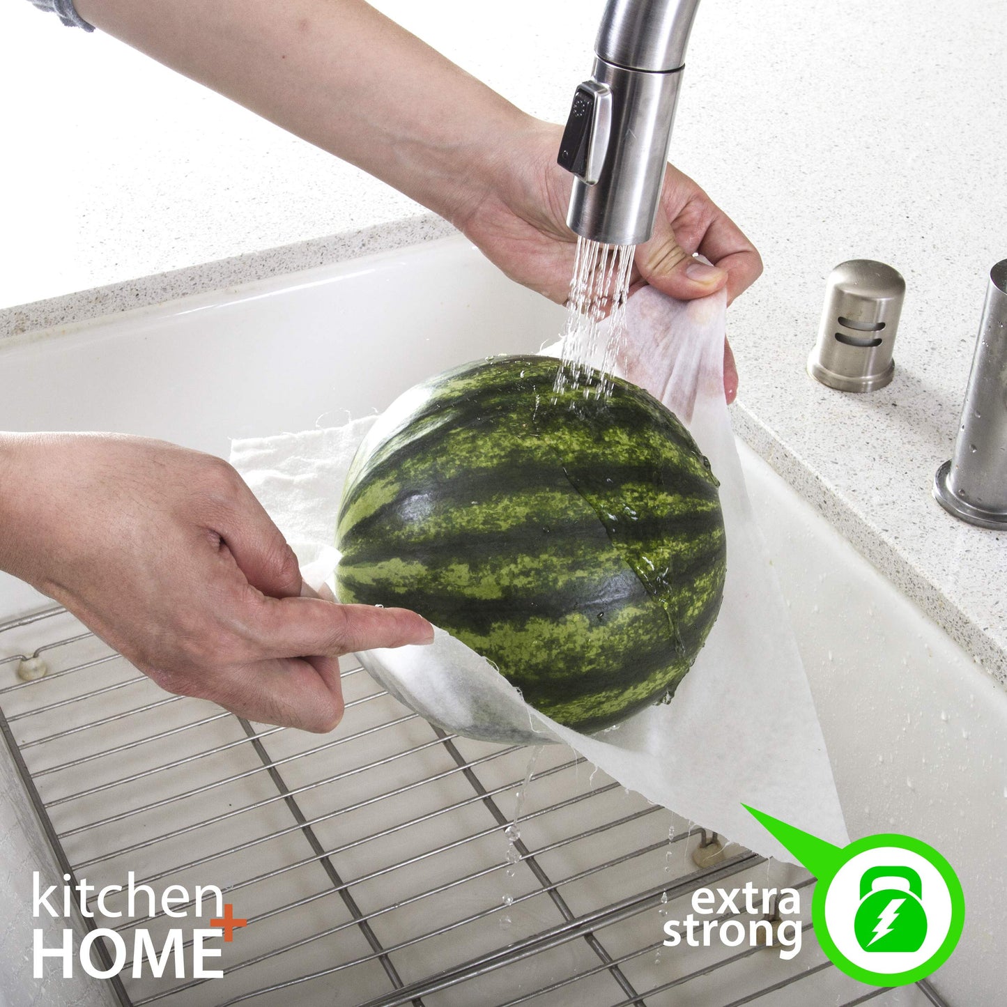 Kitchen + Home Paper Towel Alternative - Heavy Duty Washable Reusable Rayon Towels Made From Bamboo - One roll replaces 6 months of towels! 2 Pack