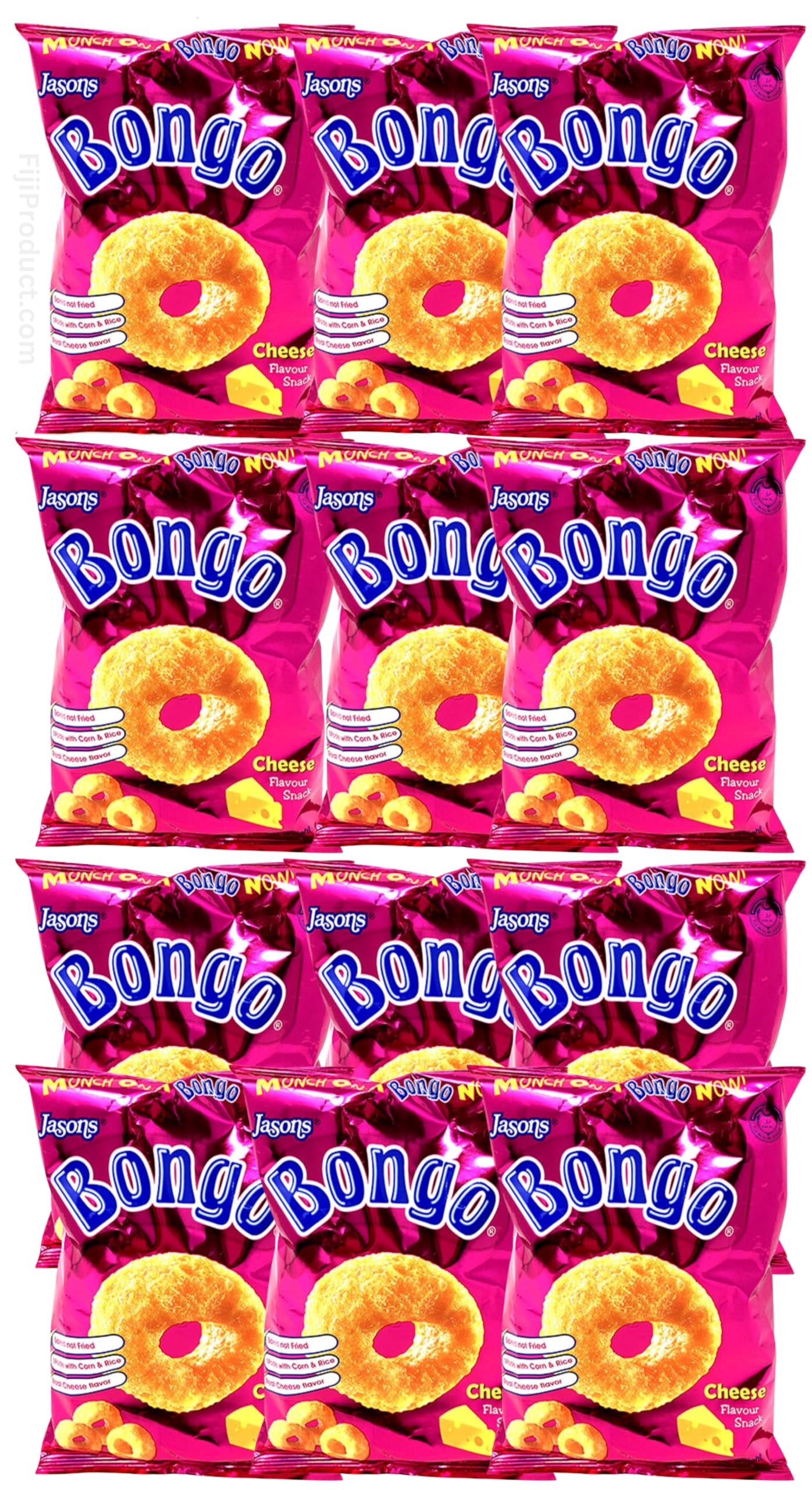 FIJI Cheese Bongo Snack (Value Pack Of 12 x 64g Ea) Favorite Snack Of The Pacific Islanders, Imported From FIJI ... Baked Puffs - SOO CHEESSYY