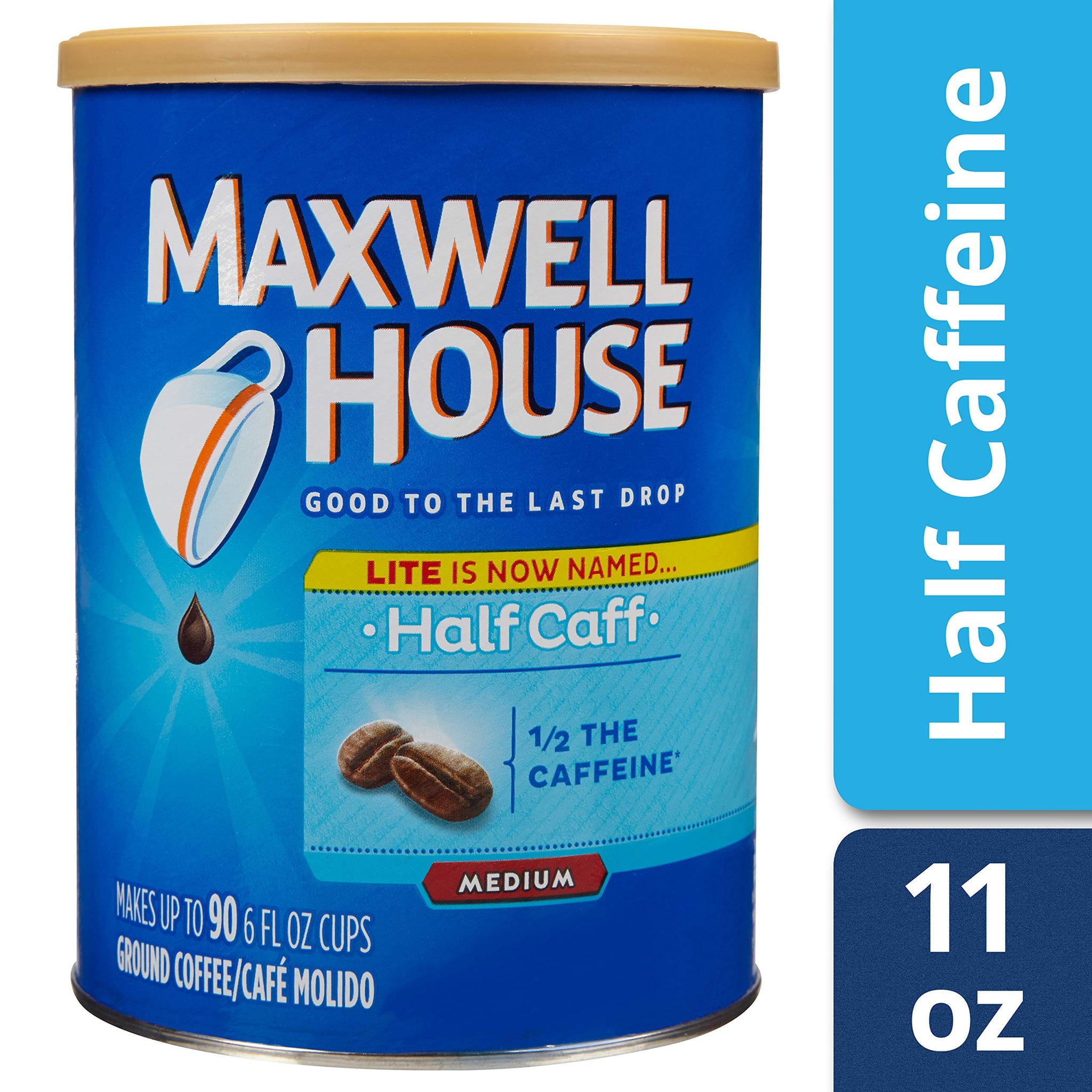 Maxwell House Half Caff Medium Roast Ground Coffee (11 oz Canister)