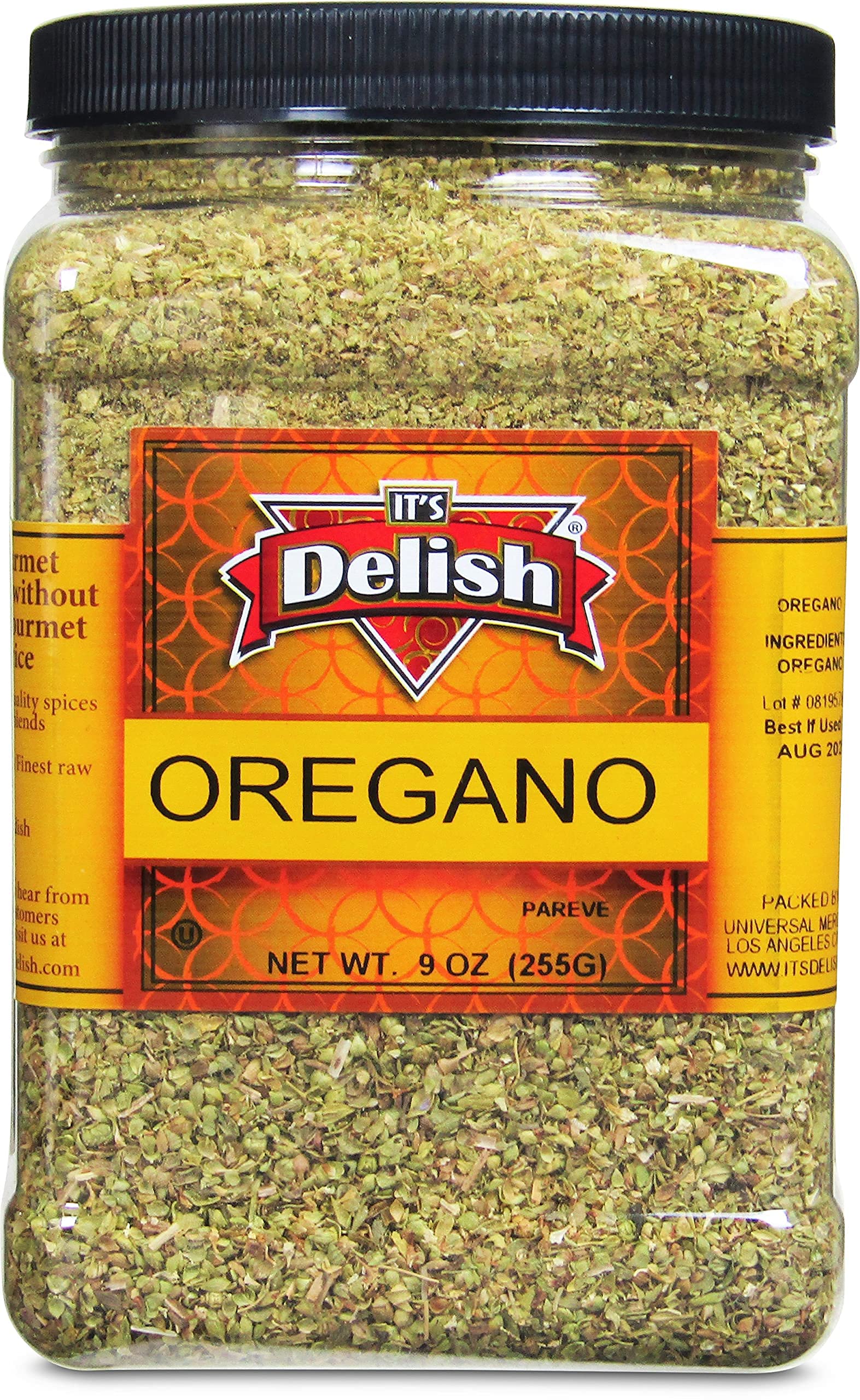 Dried Oregano Leaves by It's Delish, 9 Oz Jumbo Container Bulk Jar - Classic Italian Style Seasoning - Sprinkle on Pizza, Pasta, Stews, Soups, Fish