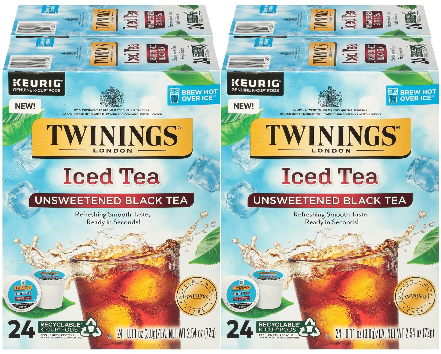 Twinings Iced Tea Unsweetened Black Tea K-Cup Pods for Keurig, Caffeinated, Refreshing, Smooth, Black Tea, 24 Count (Pack of 4)