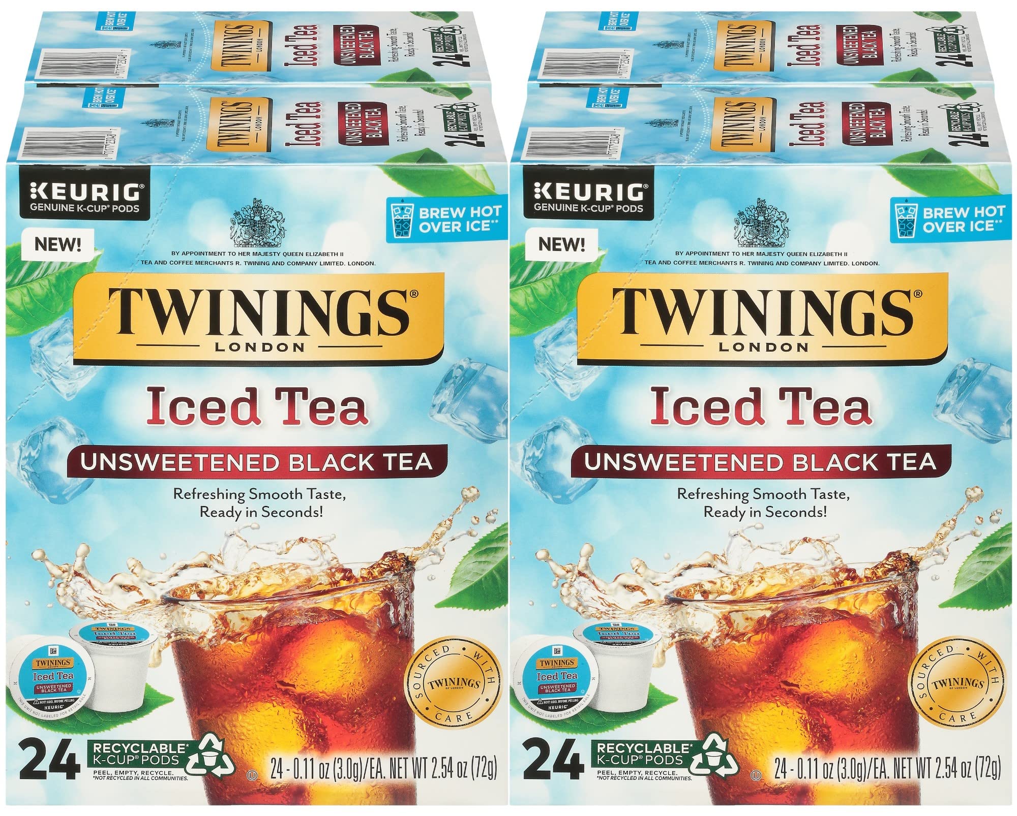 Twinings Iced Tea Unsweetened Black Tea K-Cup Pods for Keurig, Caffeinated, Refreshing, Smooth, Black Tea, 24 Count (Pack of 4)