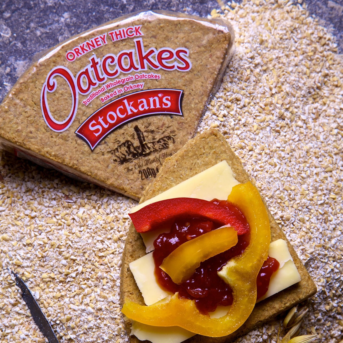 Stockan's Orkney Wholegrain Thick Oatcakes - Traditional Scottish Savoury Biscuits Imported from Scotland - 2 Packs (8 Oatcakes in Each Pack)