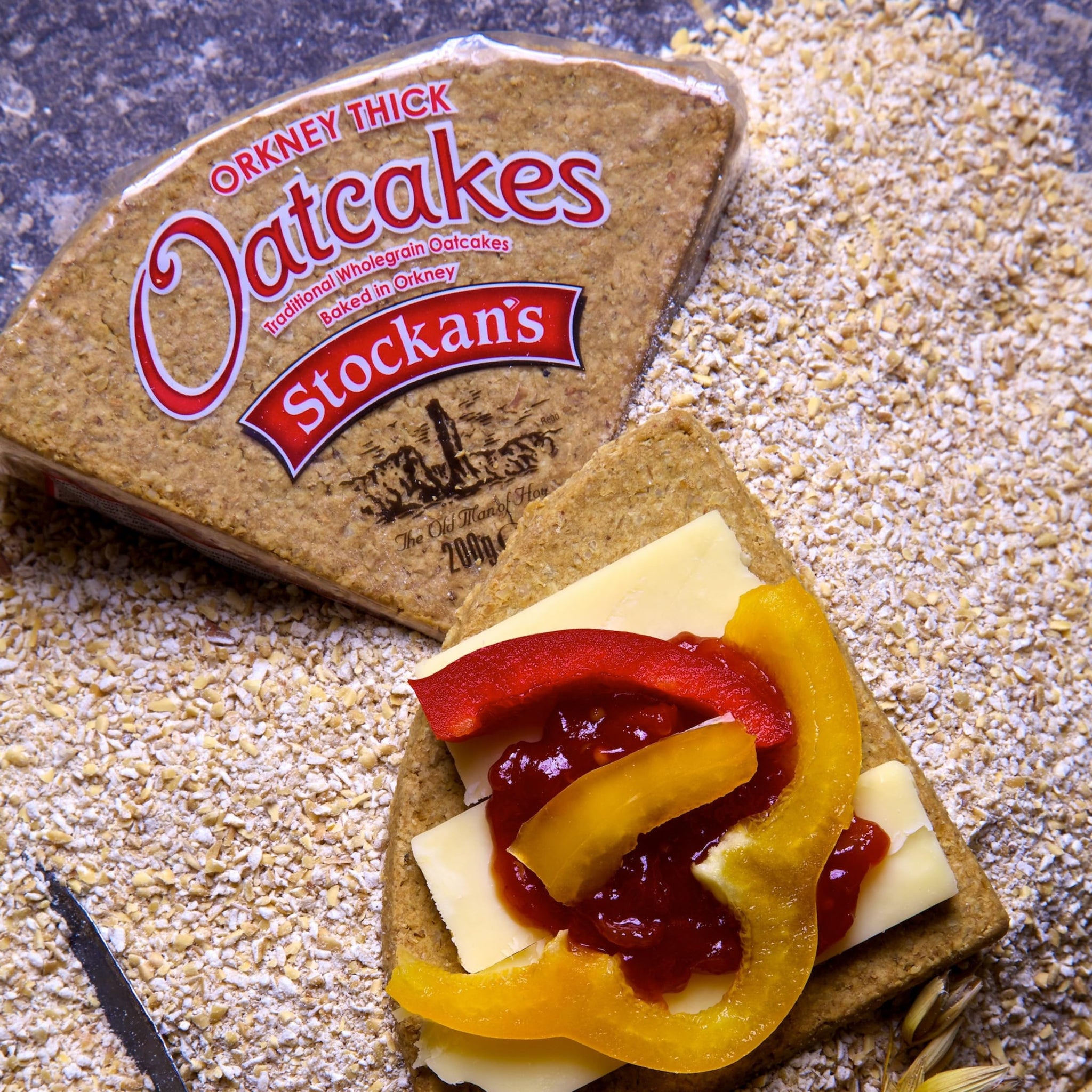 Stockan's Orkney Wholegrain Thick Oatcakes - Traditional Scottish Savoury Biscuits Imported from Scotland - 2 Packs (8 Oatcakes in Each Pack)