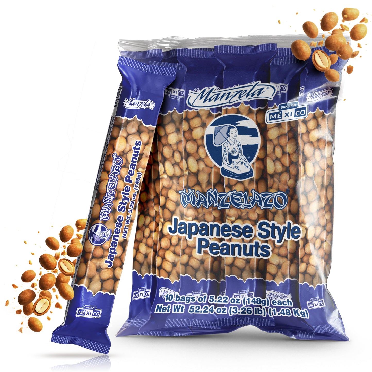 Manzela Japanese Style Coating Peanuts | Crunchy with Flavorful Sauce, Savory & Slightly Sweet, Unique Texture, Authentic Mexican Snack, Cacahuates