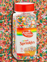 Bakers Choice Rainbow Sprinkles for Baking - Rainbow Jimmies Sprinkles for Ice Cream Toppings - Dairy Free, Kosher 10 Ounce