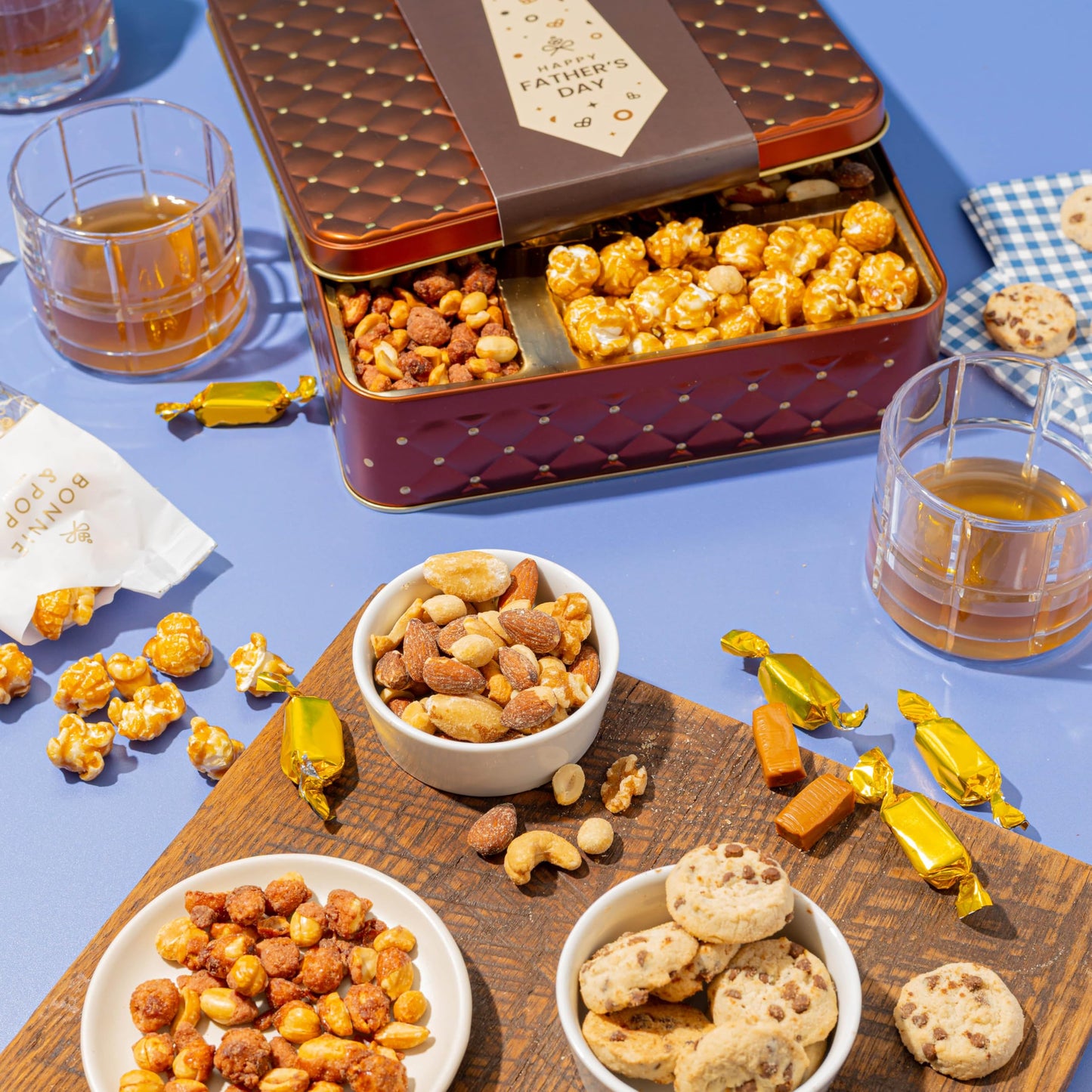 Fathers Day Snack Assortment Gift Basket- Candy and Nuts Gift Tin- Gourmet Treat Variety Present in Keepsake Tray- Best Gift Idea for Men, Dad