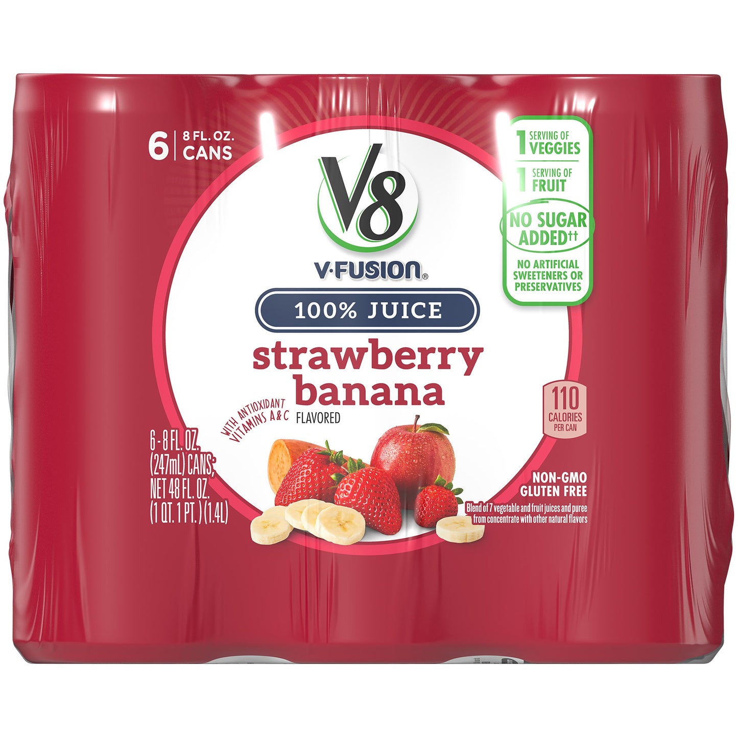 V8 Strawberry Banana, 8 Fl Oz (Pack of 6)