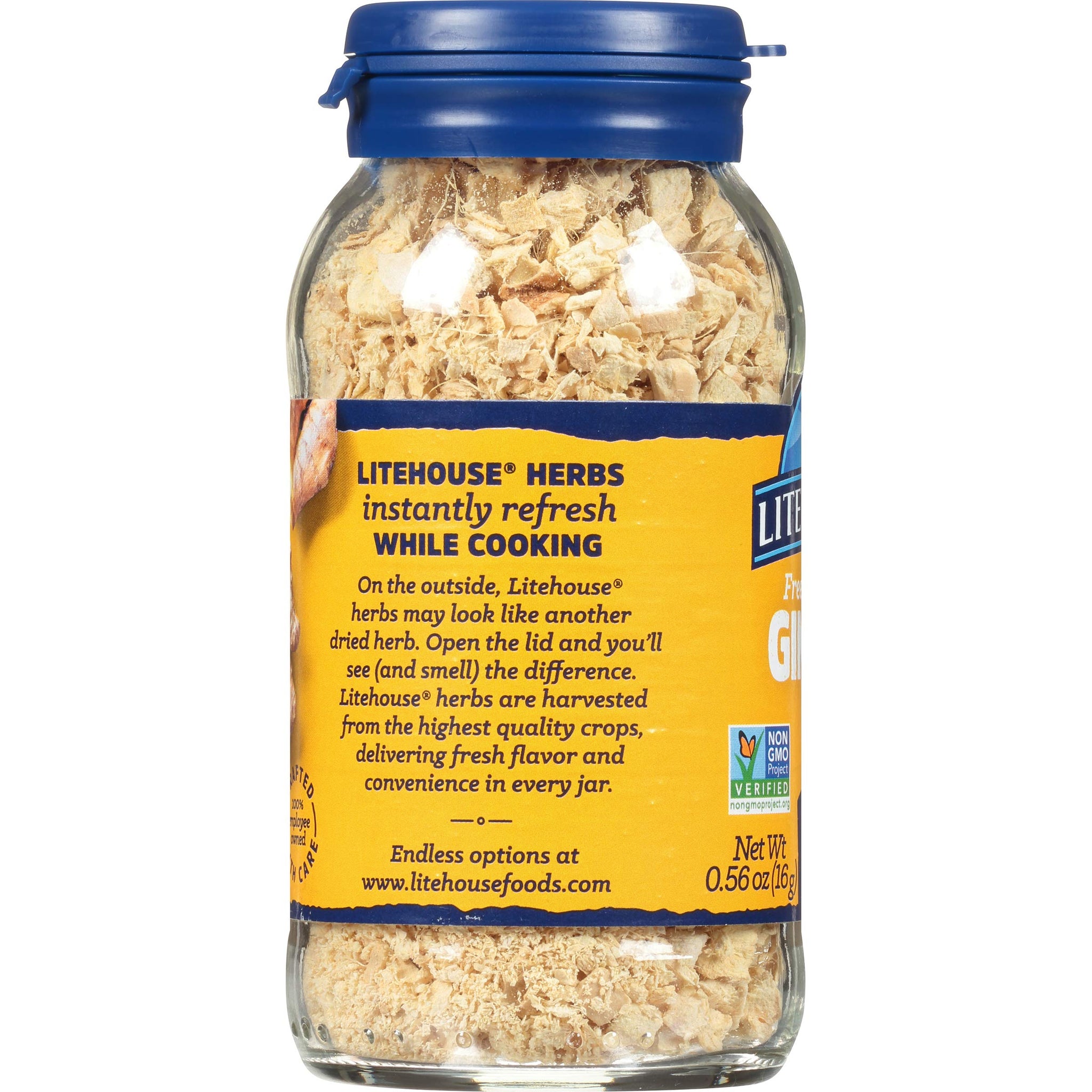 Litehouse Freeze Dried Ginger - Substitute for Fresh Ginger, Frozen Ginger, Equal to 4 Ginger Bunches, Organic Dried Ginger Root Seasoning, Non-GMO