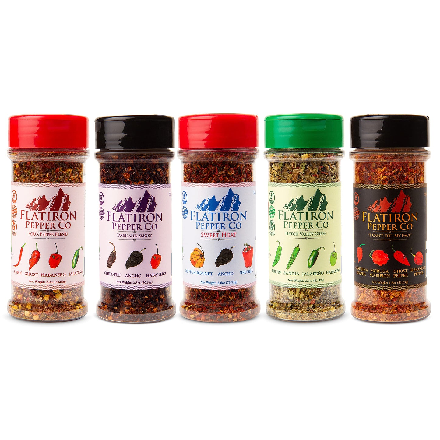 Flatiron Pepper Co - Hatch Valley Green. Premium Green Chile Flakes. Hatch Green Chile - Jalapeno - Habanero
