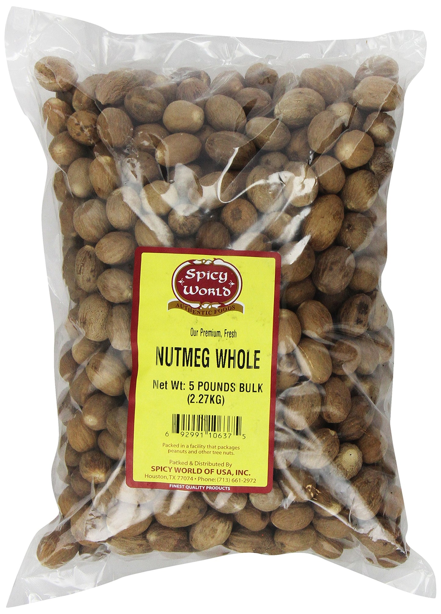 Spicy World Whole Nutmeg Bulk, 5-Pounds