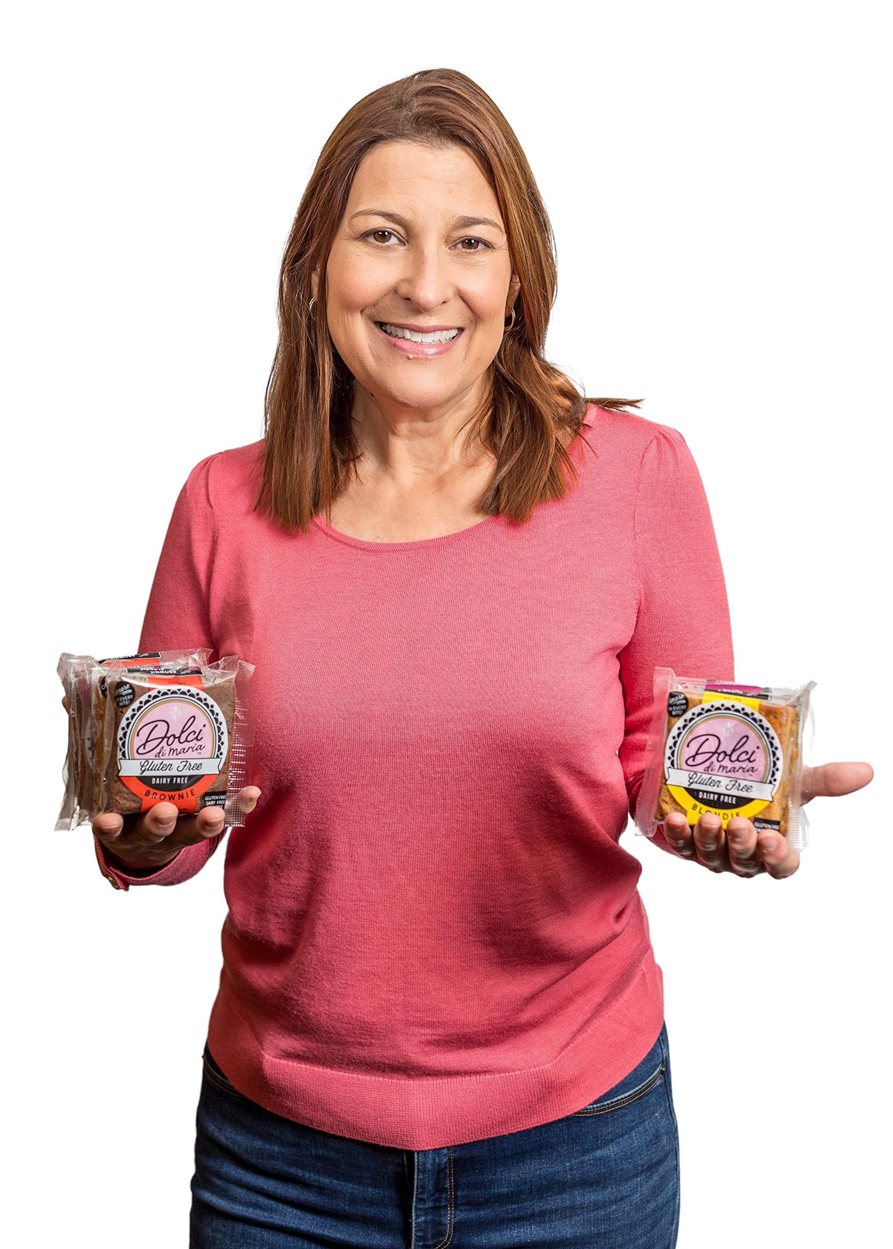 Dolci di Maria | Chocolate Raspberry Blondie Brownie Gift Pack | Gluten & Dairy Free Snack | 1 Pack of 12 Brownies, 3.0 ounce each