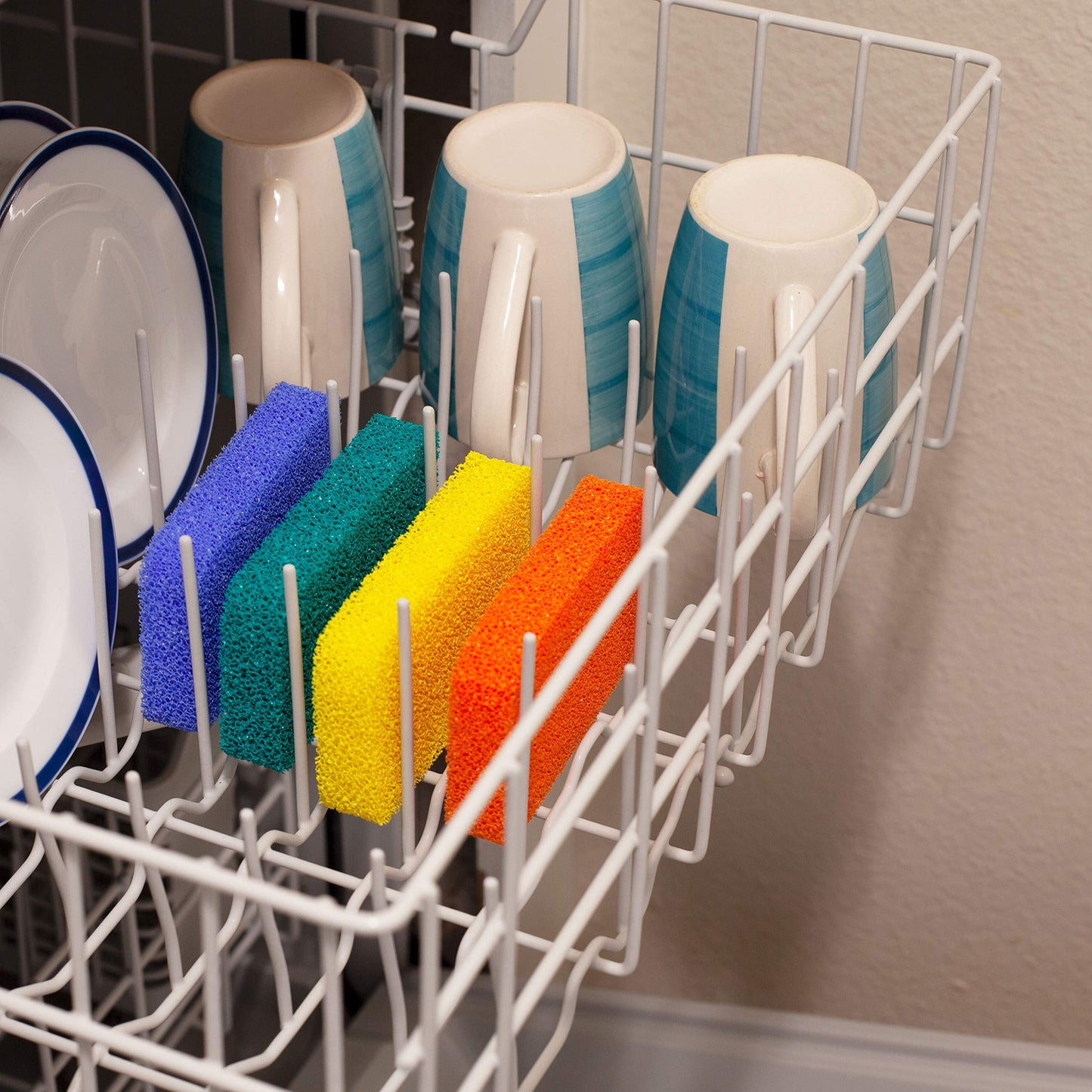 Handy Gourmet Silicone Sponges Kitchen and Dish Scrubber, Fragrance, Mildew, Odor Free, Multi (JB8489S3) (Set of 4)