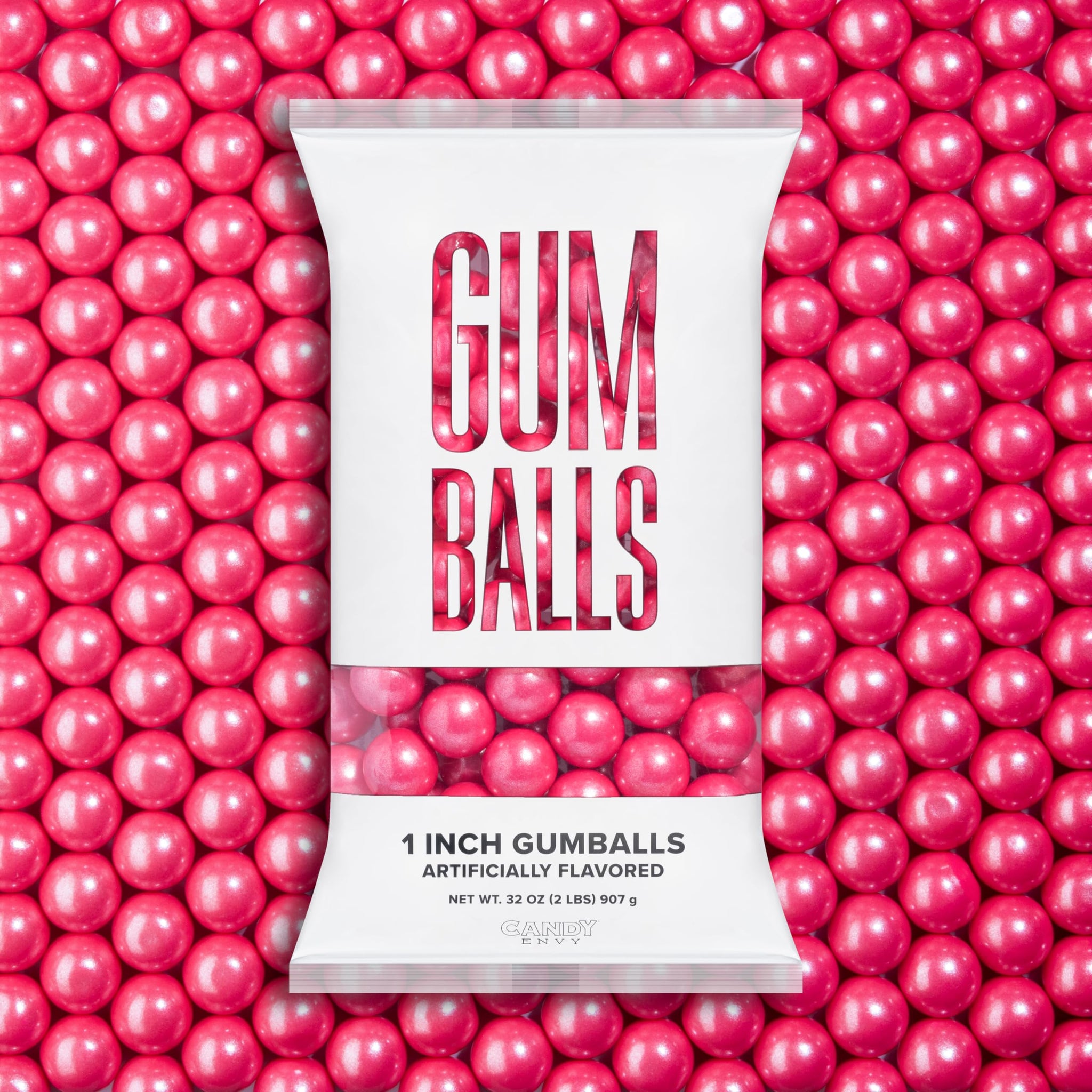 Candy Envy - Shimmer Pink Gumballs - 1 Inch - Approximately 113 Gumballs Per 2lb Bag - Bulk Pink Candy - North American Made & Kosher Certified