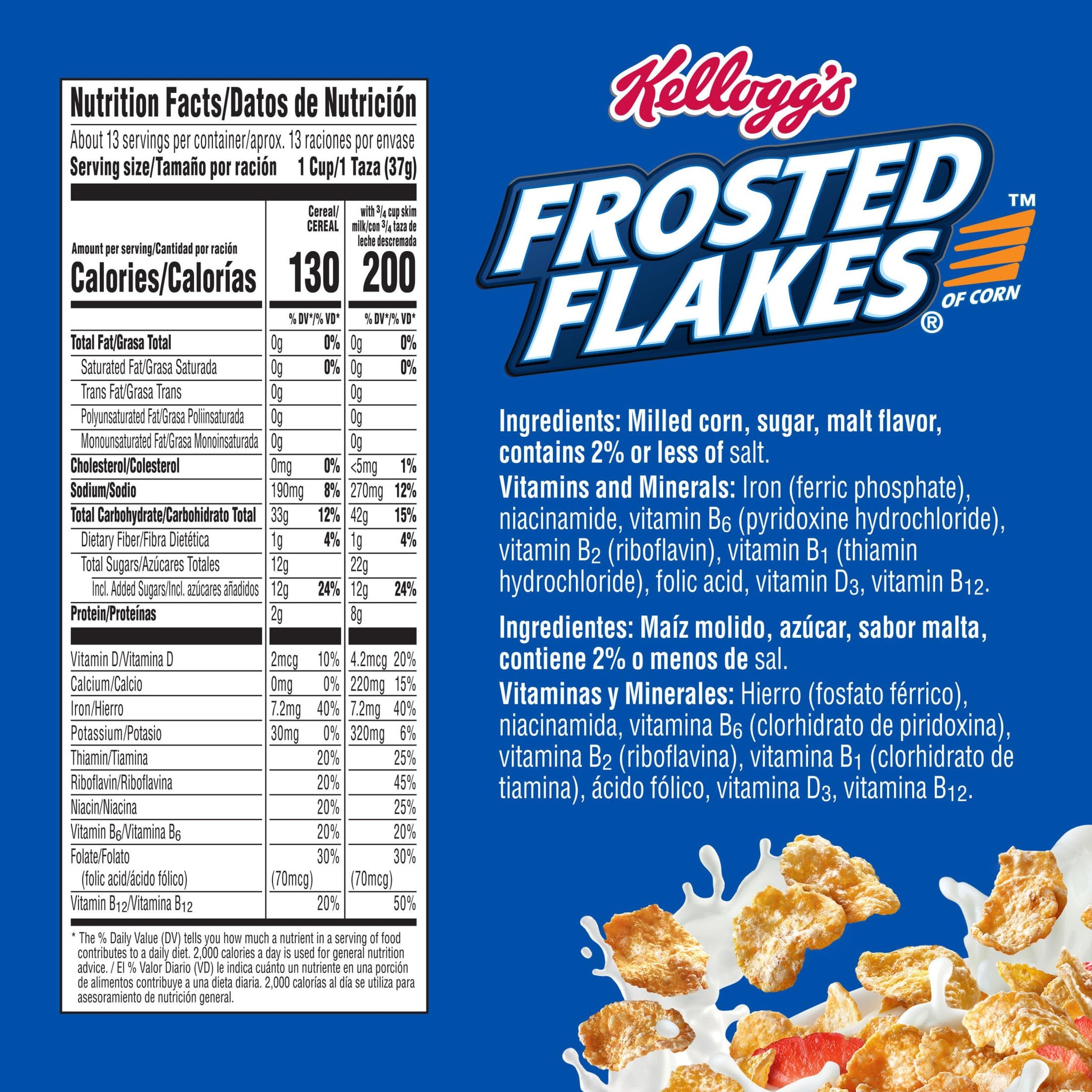 Kellogg's Frosted Flakes Breakfast Cereal, Fat Free, Large Size, 17.3 oz