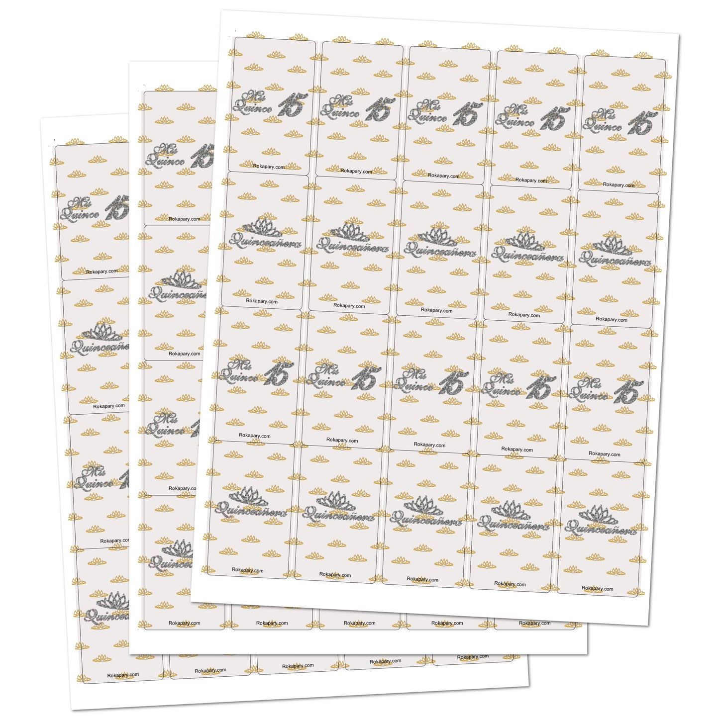 Mis Quince Miniature Candy Bar Wrapper, Quinceanera Mini Chocolate Bar Stickers for 15 Birthday Party, Table Top Event Decorations, (Set of 60) Candy