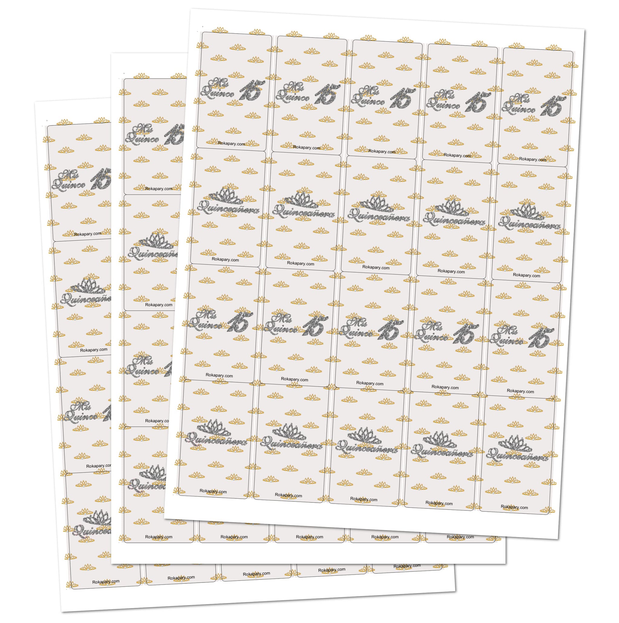 Mis Quince Miniature Candy Bar Wrapper, Quinceanera Mini Chocolate Bar Stickers for 15 Birthday Party, Table Top Event Decorations, (Set of 60) Candy