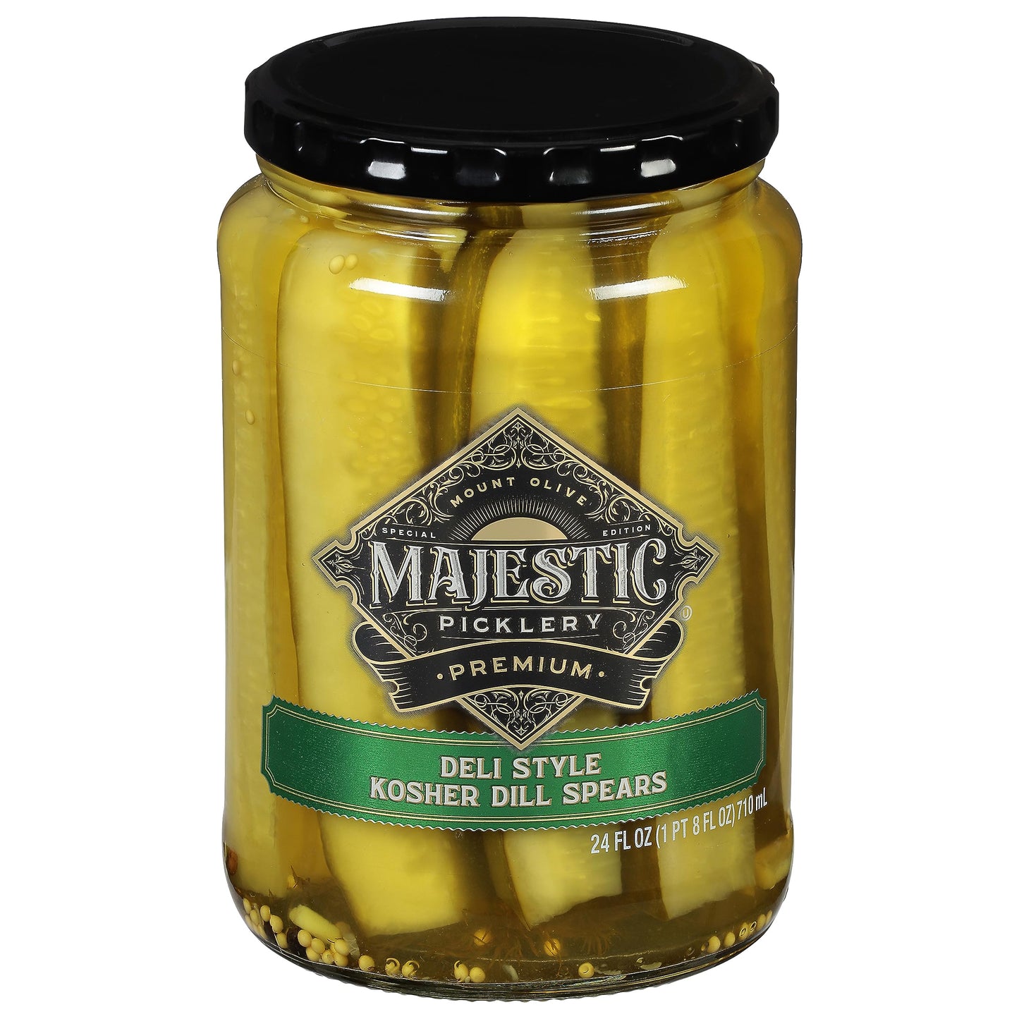 Mt Olive, Majestic Picklery Premium Deli Style Kosher Dill Spears Pickles, 24 Ounce