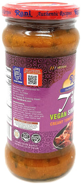 Rani Tikka Vegan Simmer Sauce (Creamy Tomato, Onion & Cilantro) 14oz (400g) Glass Jar ~ Easy to Use | Vegan | No Colors | All Natural | NON-GMO |