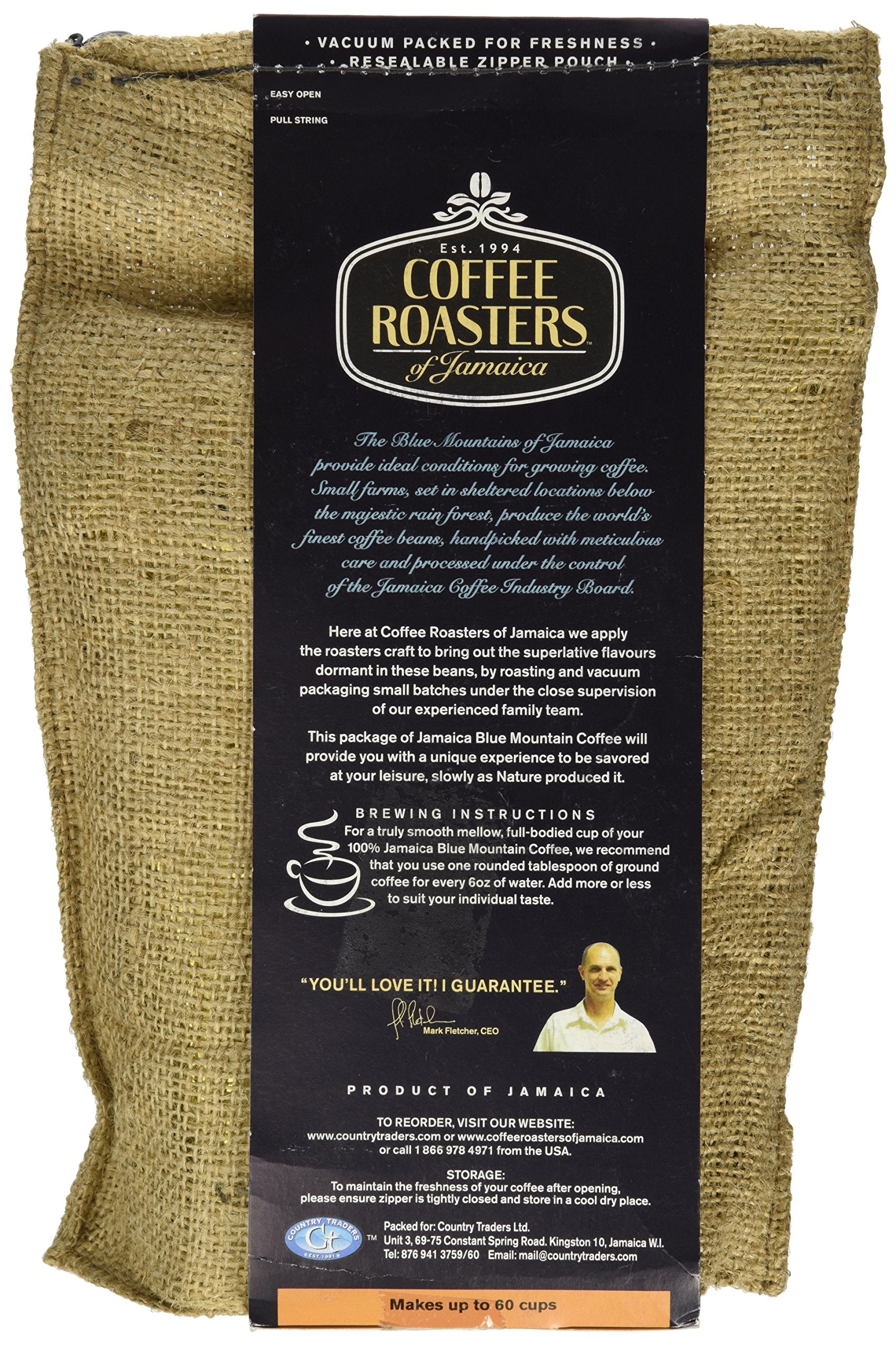 Coffee Roasters of Jamaica - 100% Jamaica Blue Mountain Whole Bean Coffee (2lbs)