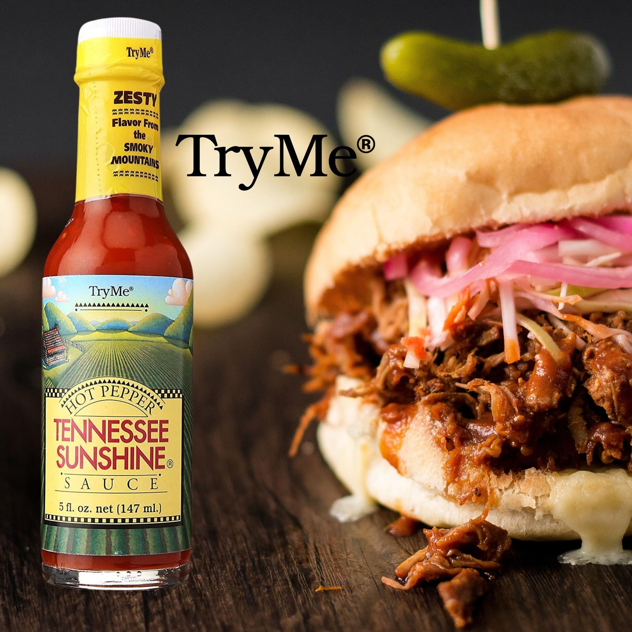 Try Me Tennessee Sunshine Hot Pepper Sauce, 5oz Bottle (Pack of 6)