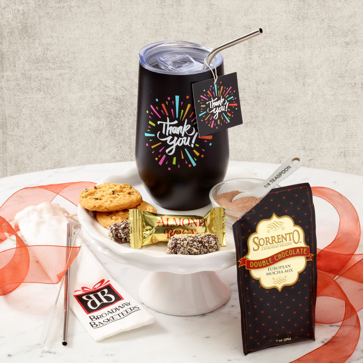 Broadway Basketeers Thank You Sweets and Chocolate Gift Mug - 16oz Insulated Mug with Cookies, Treats and Delights - Thank You Gifts for Men, Women