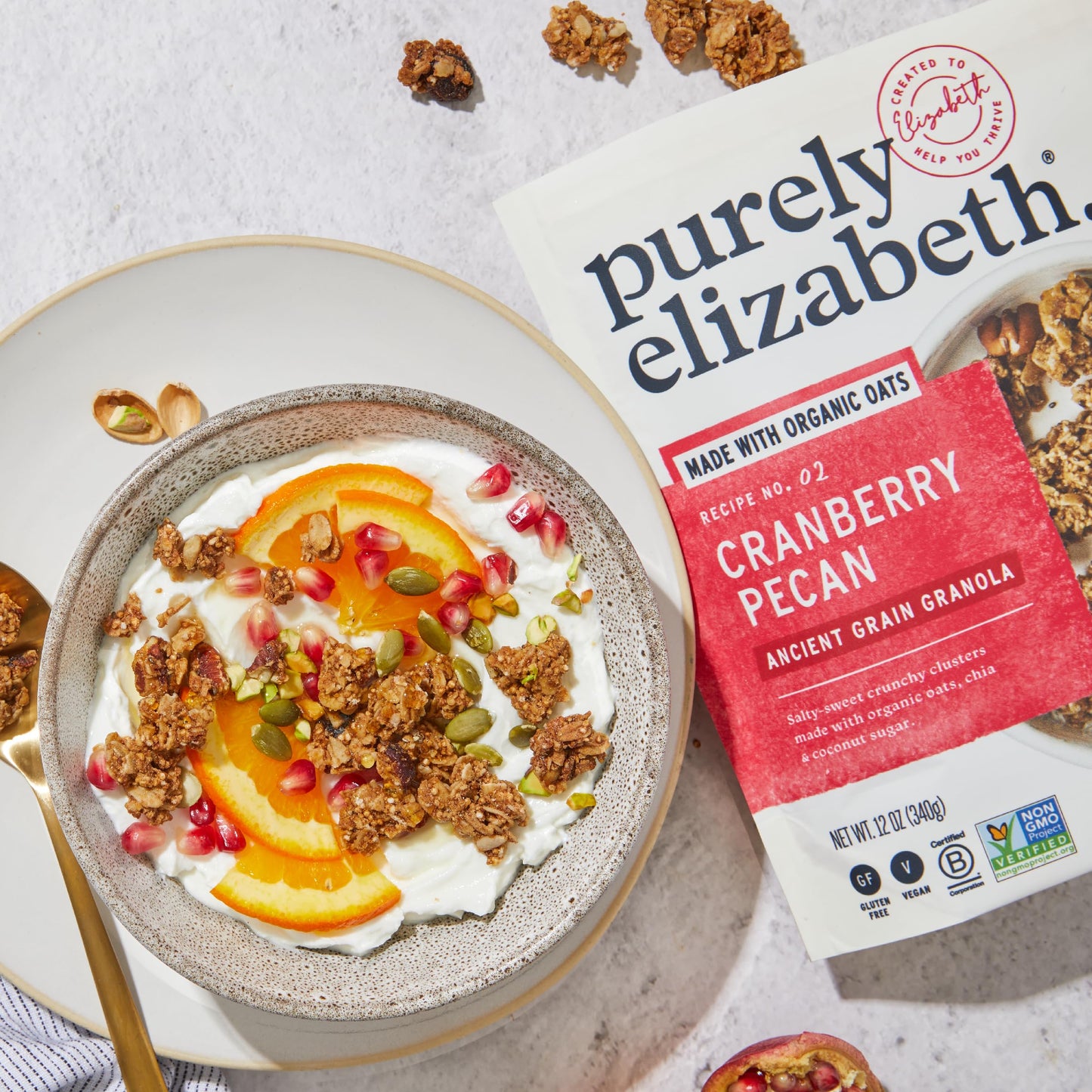 Purely Elizabeth, Cranberry Pecan, Ancient Grain Granola, Gluten-Free, Non-GMO, 12 Oz Bags (Pack of 3)