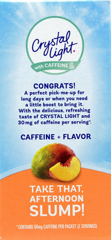 Crystal Light On The Go Peach Mango With Caffeine Drink Mix, 10-Packet Box (Pack of 18)