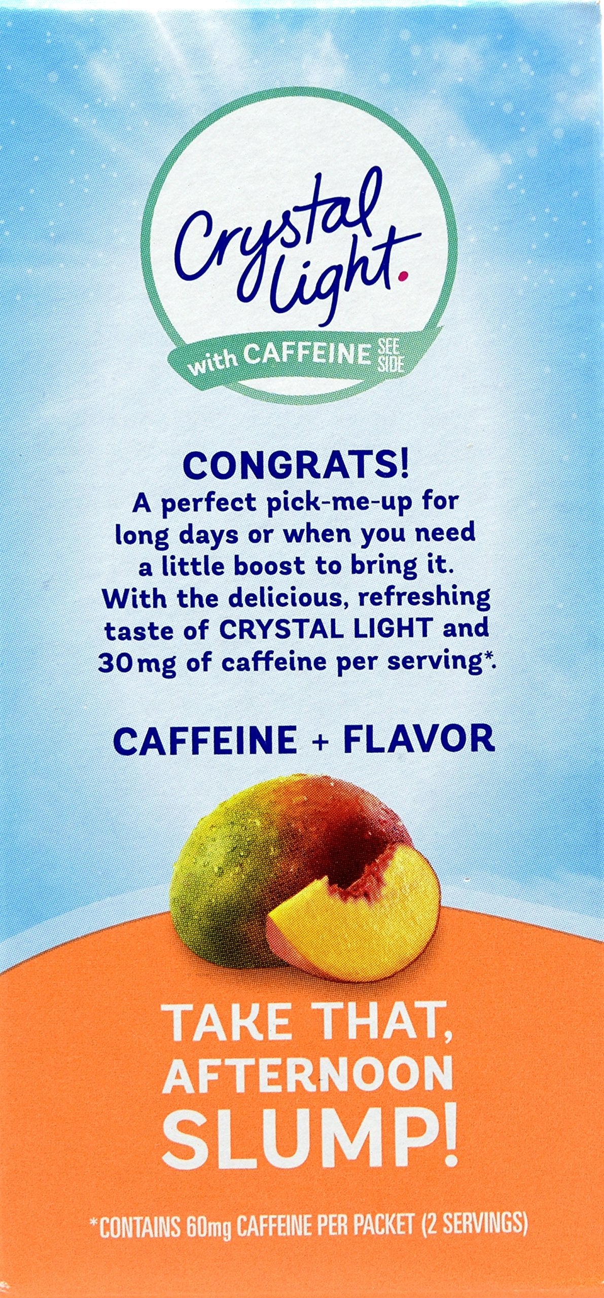 Crystal Light On The Go Peach Mango With Caffeine Drink Mix, 10-Packet Box (Pack of 18)