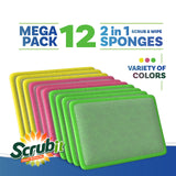 SCRUBIT - [12 Pack] Scrub and Wipe Cleaning Pads - Dual Sided Scouring Pad and Dish Sponge -Reusable Kitchen Sponge for Pots, Pans Utensils