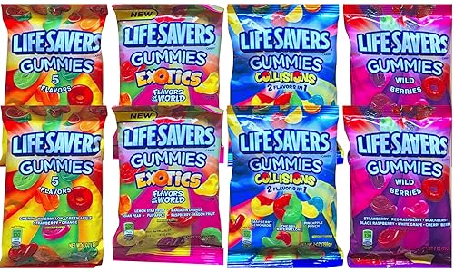 Lifesavers Gummies Assorted ~ Exotics, Collisions, Wild Berries & Original Net Wt 7 Oz (8)