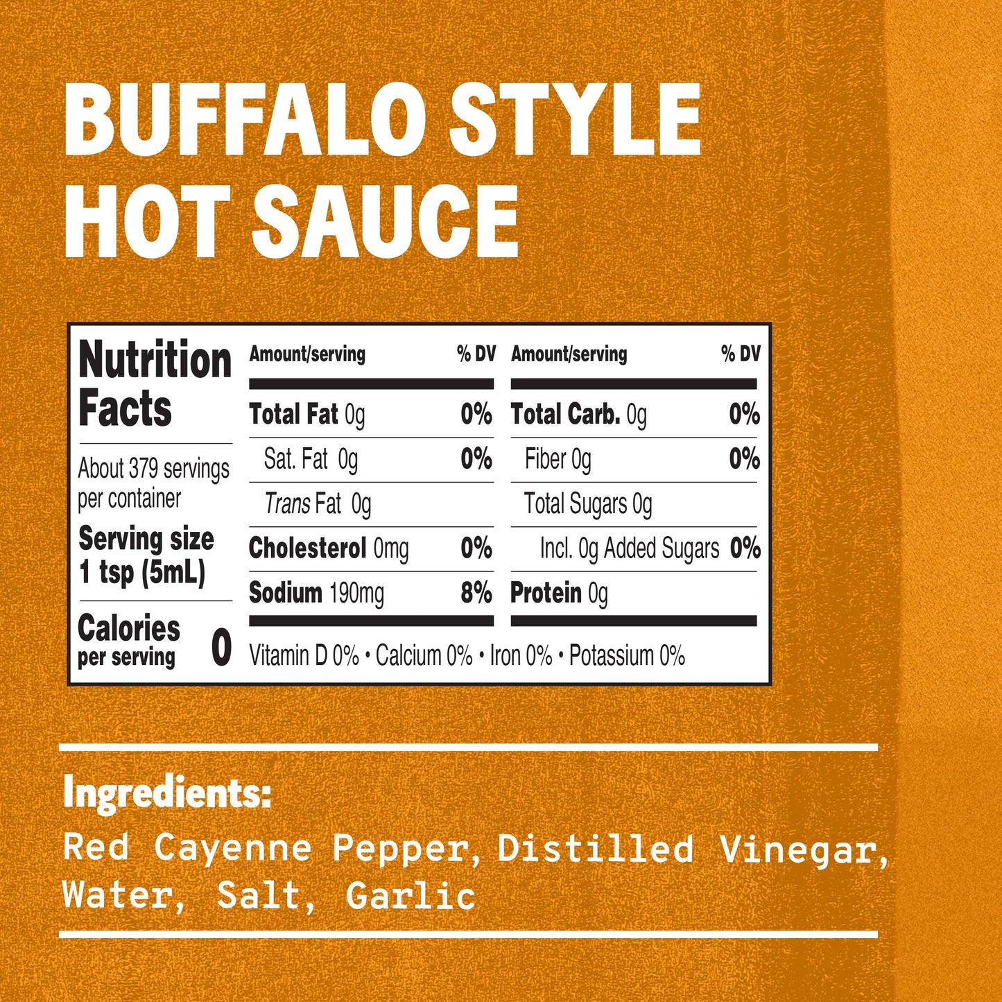 TABASCO Brand Buffalo Style Hot Sauce, Medium Hot Sauce, Bulk Plastic Jug, Thick & Tangy, Five Simple Ingredients, Perfect for Large Recipes, Great on