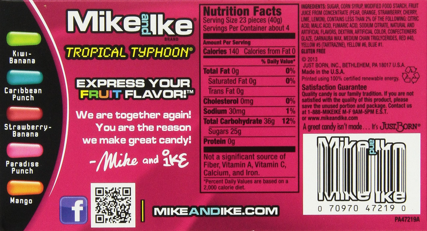 Mike and Ike Tropical Typhoon 5.5oz Box, 2 Boxes