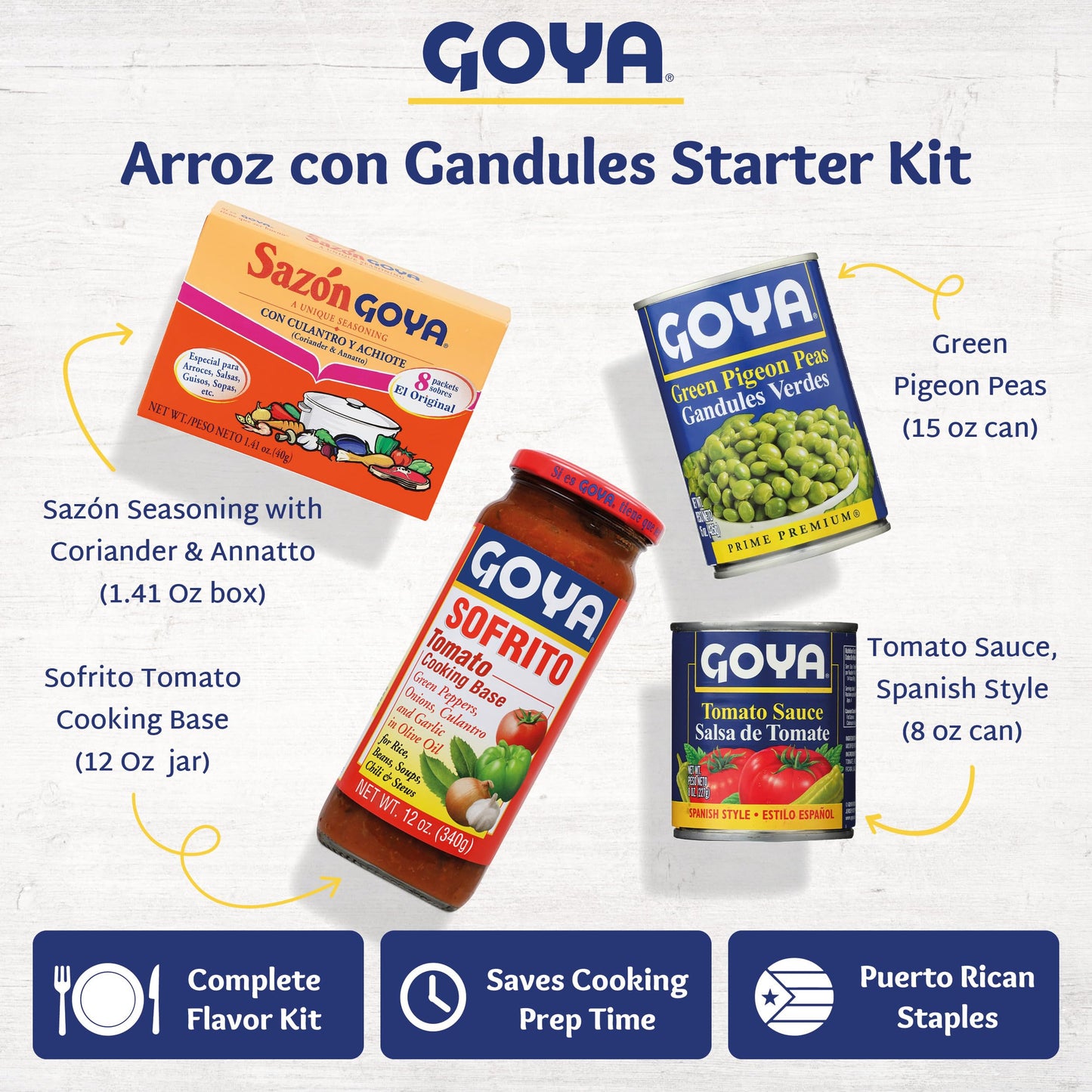 Goya Arroz con Gandules Starter Kit with Sofrito Cooking Base, Tomato, 15oz