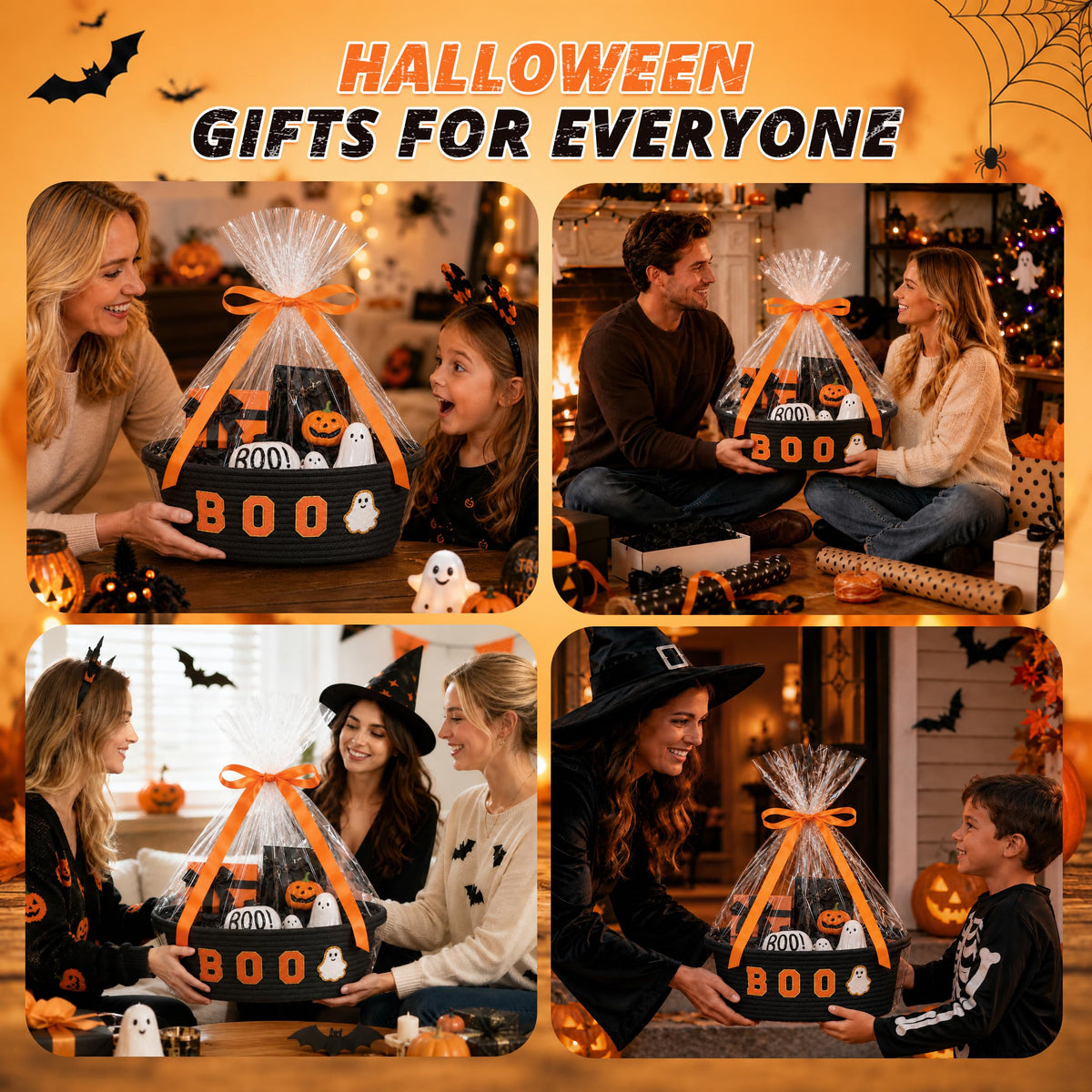 MELLBAY Halloween Boo Gift Basket, Black Boo Trick or Treat Buckets