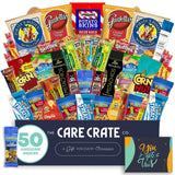 Men's Encouragement Hearty Snack Box (50 Piece Variety Gift Basket Care Package) Jerky, Nuts, Chips, Pretzels & More - The Care Crate Co.