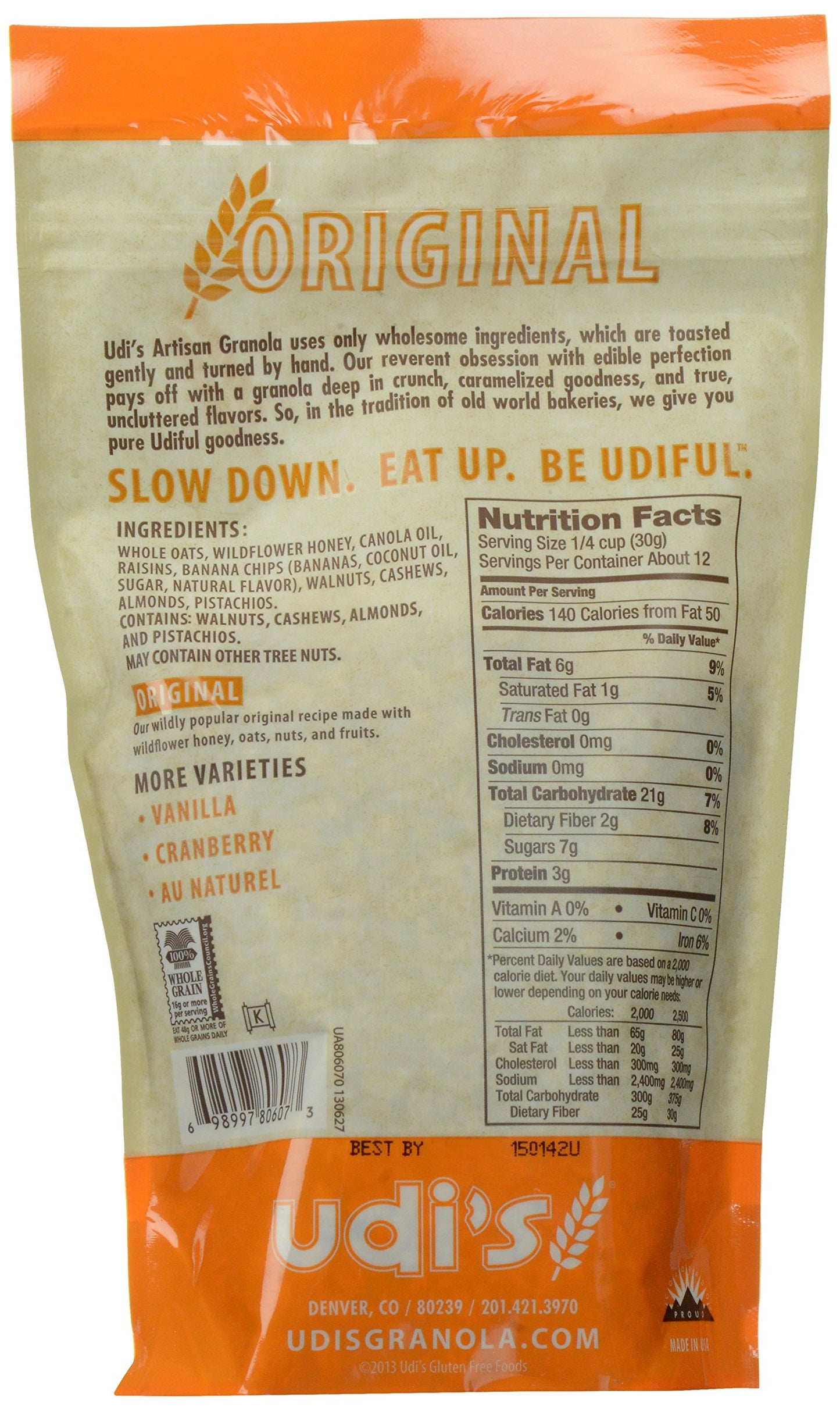 Udi's Natural Artisan Granola, Original, 13 oz (Packaging may vary)