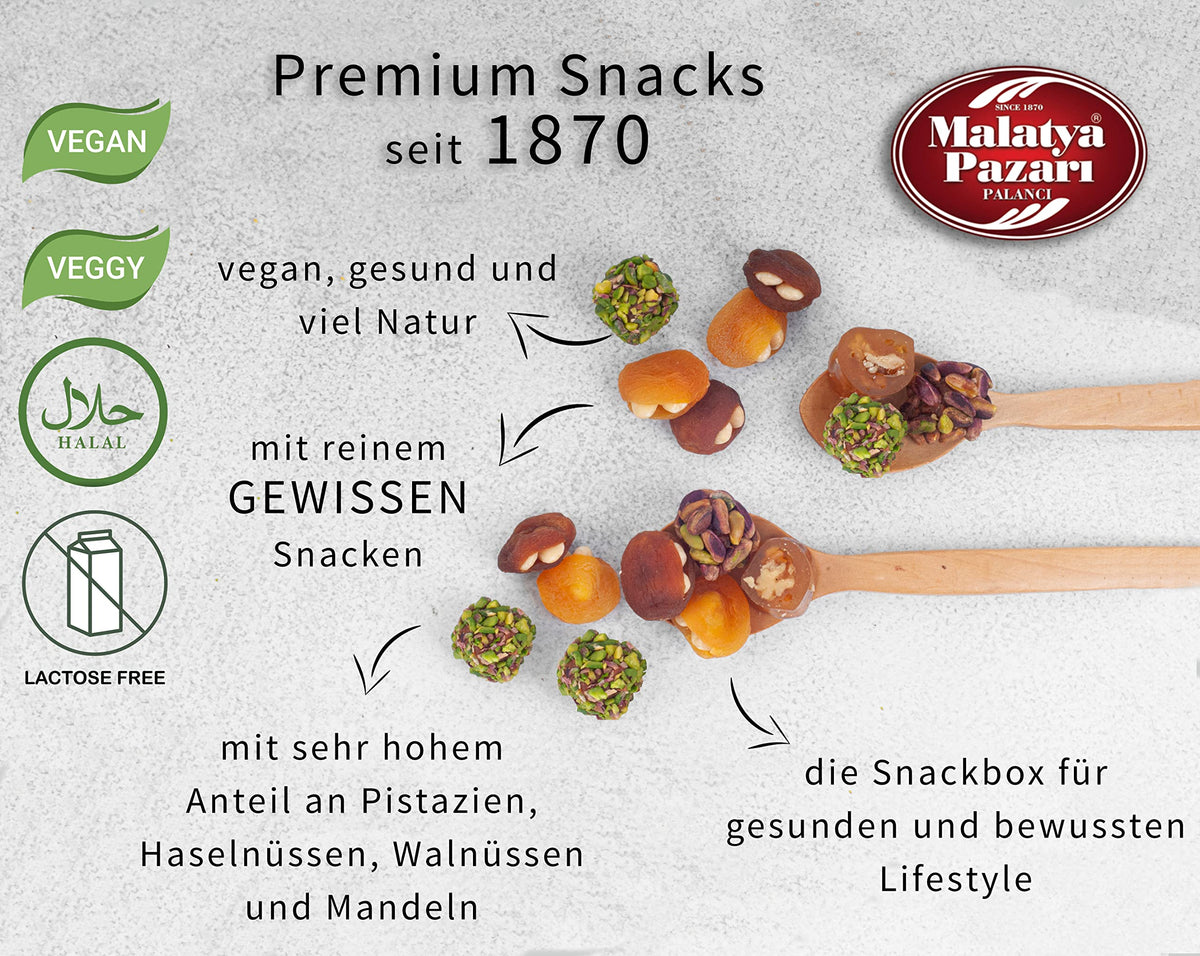 Malatya Pazari Stuffed Dried Fruits and Turkish Delight with Nuts, 7.1oz