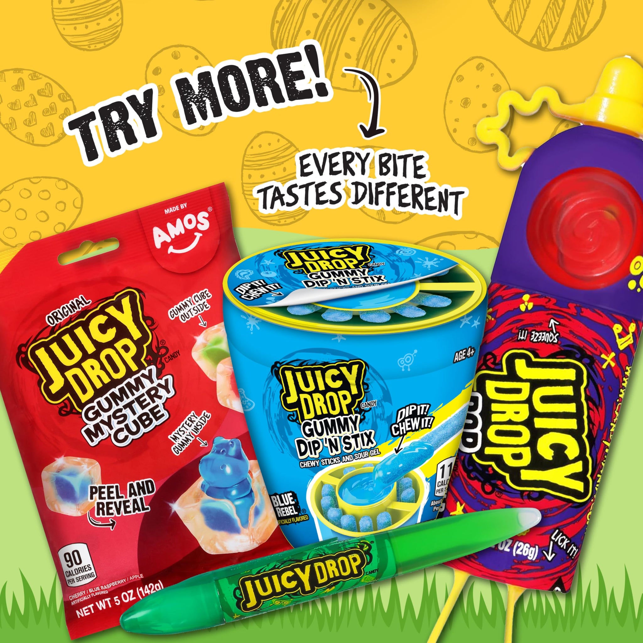 Juicy Drop Sour Candy Gummies, 16 Ct Sweet Chewy Candy w/Sour Gel in Assorted Fruity Flavors, Full Size, Fun Variety Pack For Birthday Party Favors