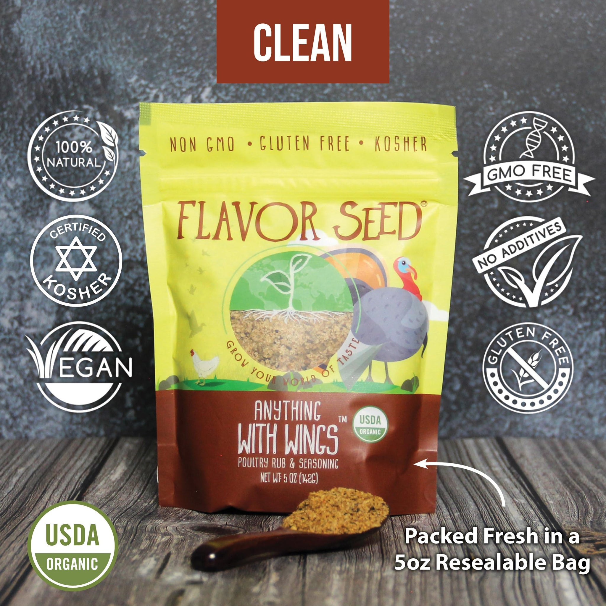 Organic Chicken Seasoning - Anything With Wings by Flavor Seed, Carnivore & Keto Poultry Rub & Wing Dust for Chicken, Quail, Duck, Pheasant