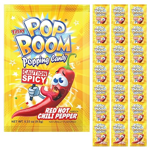 Tiltay Pop Boom - Red Hot Chili Pepper Flavor Popping Candy with display box 24 packs