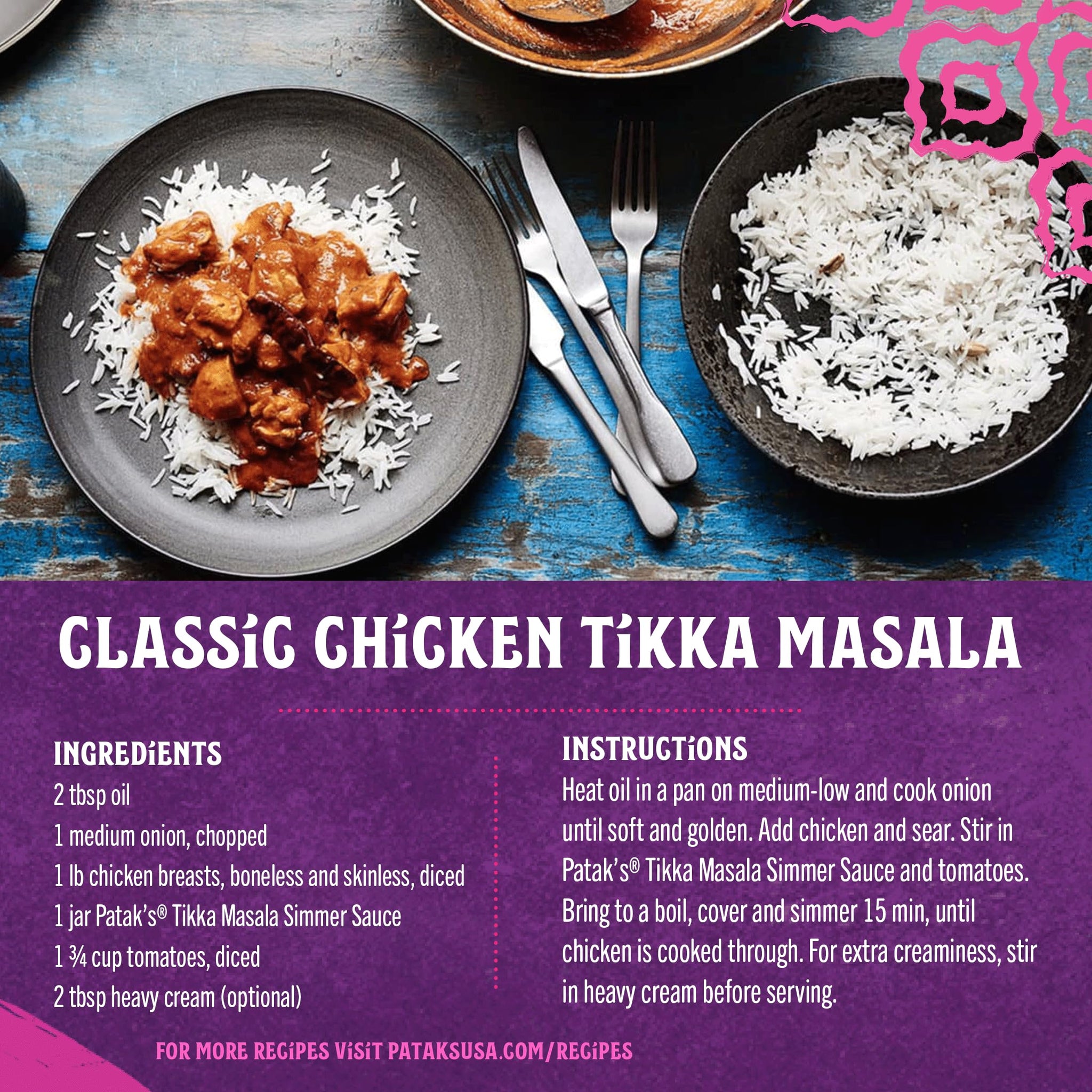 Patak's Tikka Masala Simmer Sauce, Medium-Spiced Curry with Yogurt, Tomatoes & Spices, Gluten-Free & Vegetarian Indian, Perfect for Quick & Easy