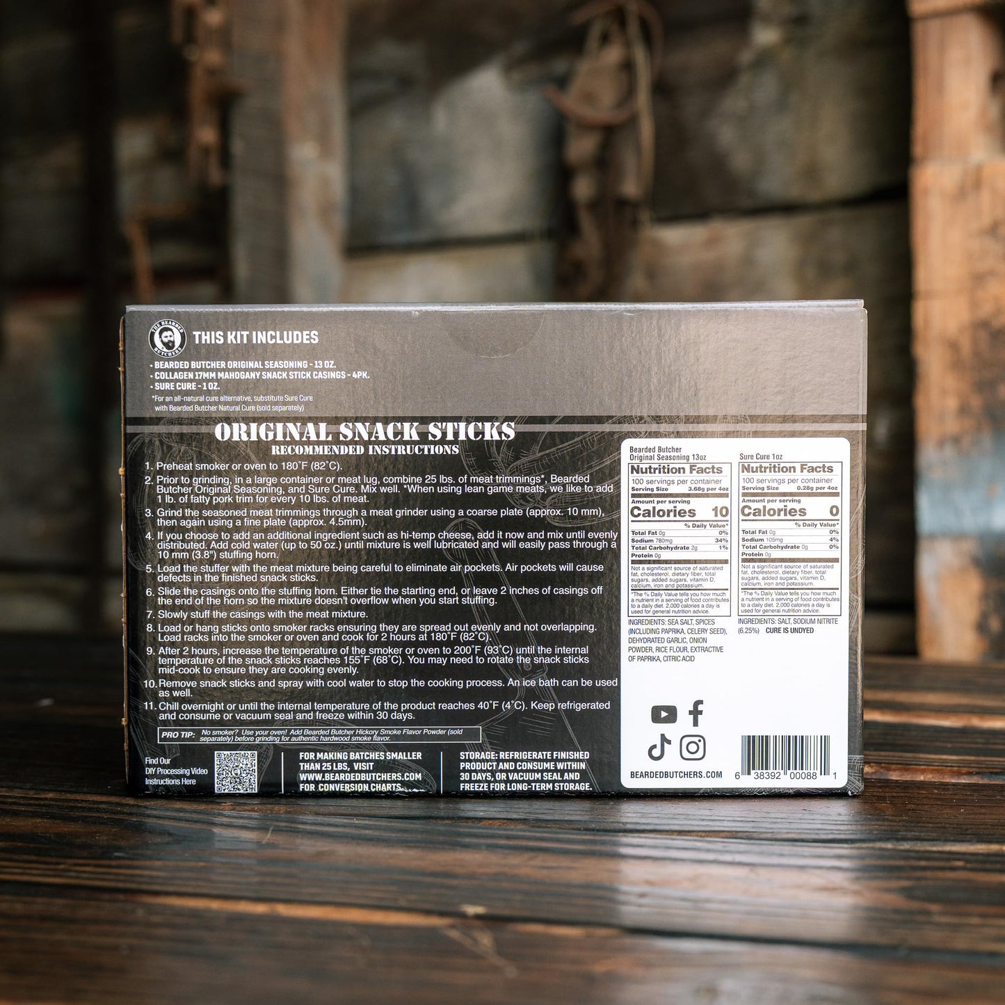 Bearded Butcher DIY Original Snack Sticks Kit - Make Your Own Snack Sticks! Perfect for Beef, Bison, Venison & Wild Game - Includes Our Original