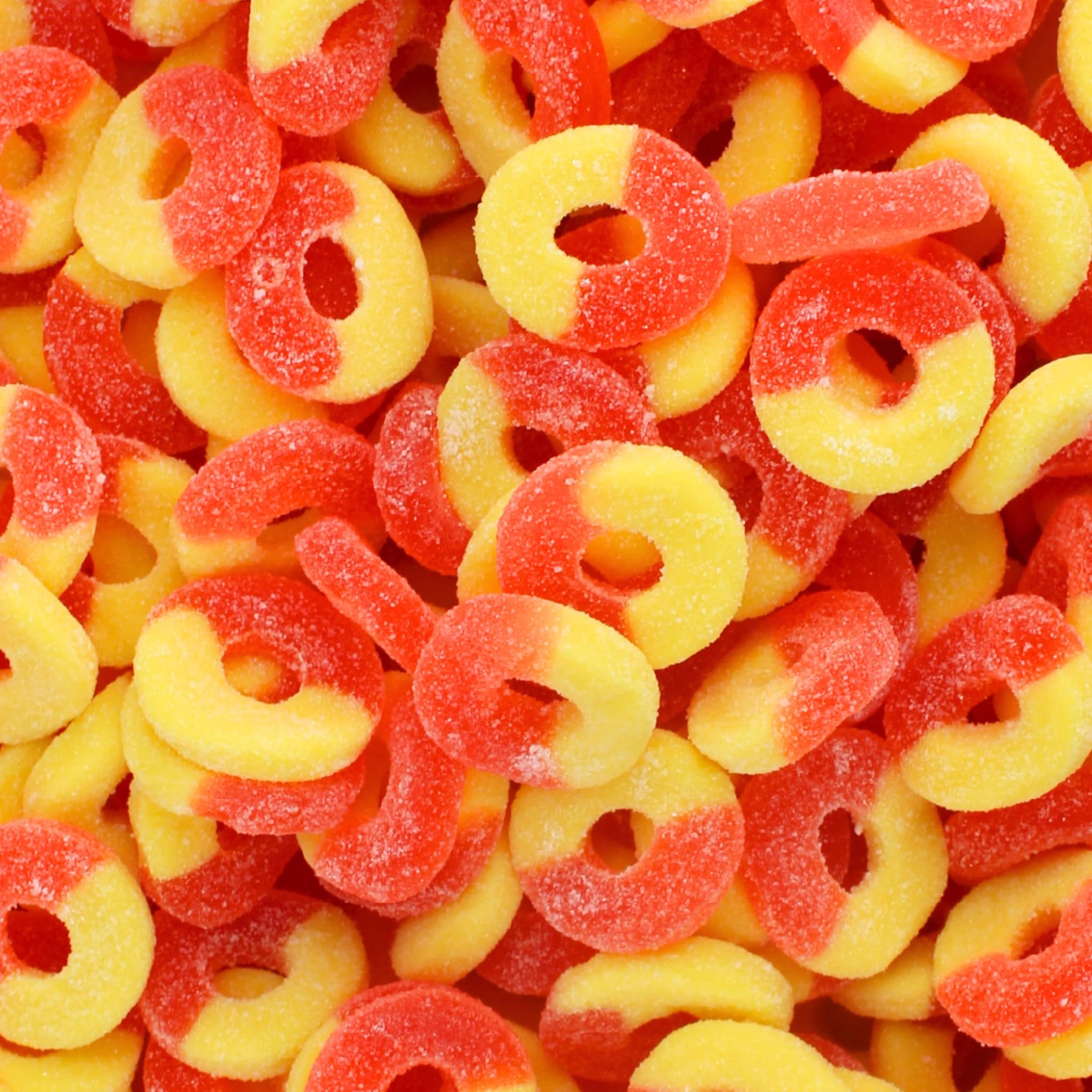 Gummy Peach Rings - Fresh, Soft, and Chewy Sugar Dusted Gourmet Peach Rings Candy Bulk, by Queen City Candy Cave (1 Pound)