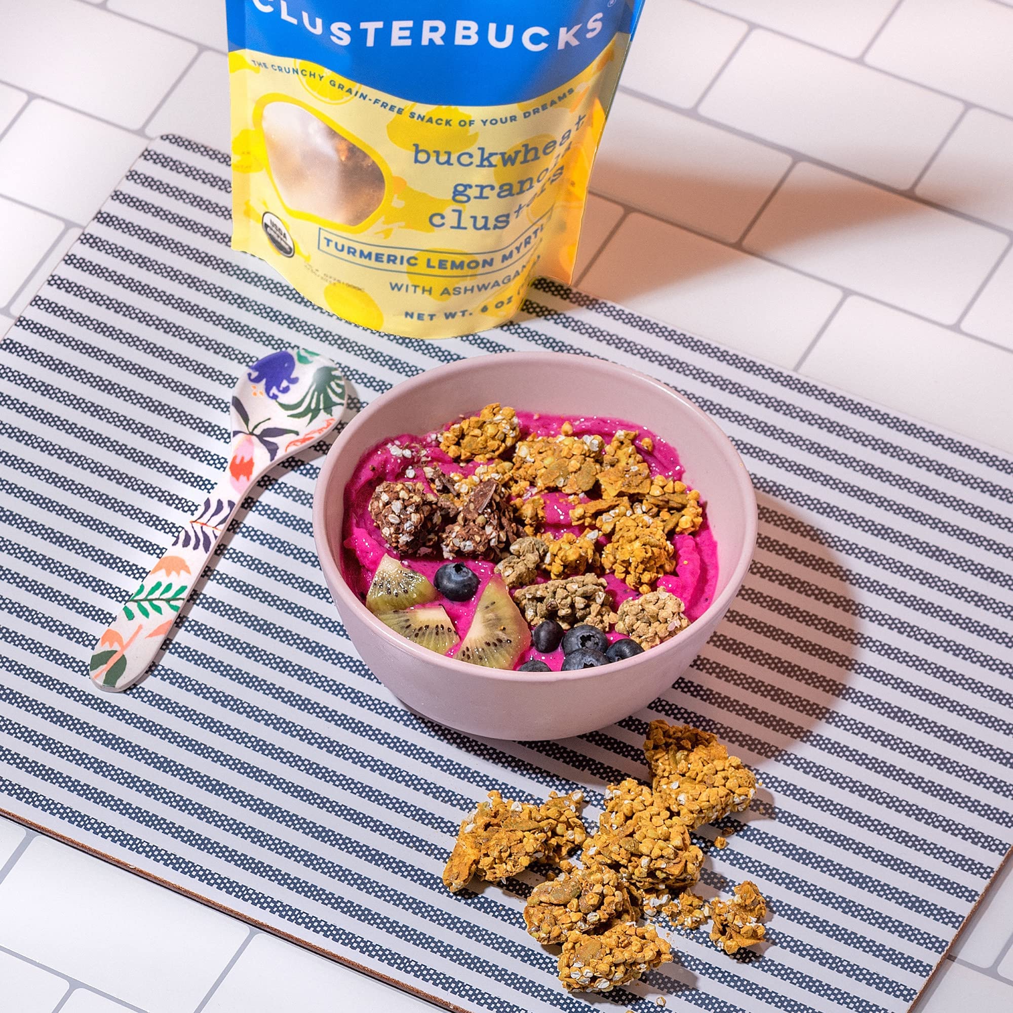 Lil Bucks Clusterbucks Grain-Free Superfood Clusters made with Sprouted Buckwheat and Adaptogens, Gluten Free Snack (Golden Chai w/Lemon, 3 Pack)